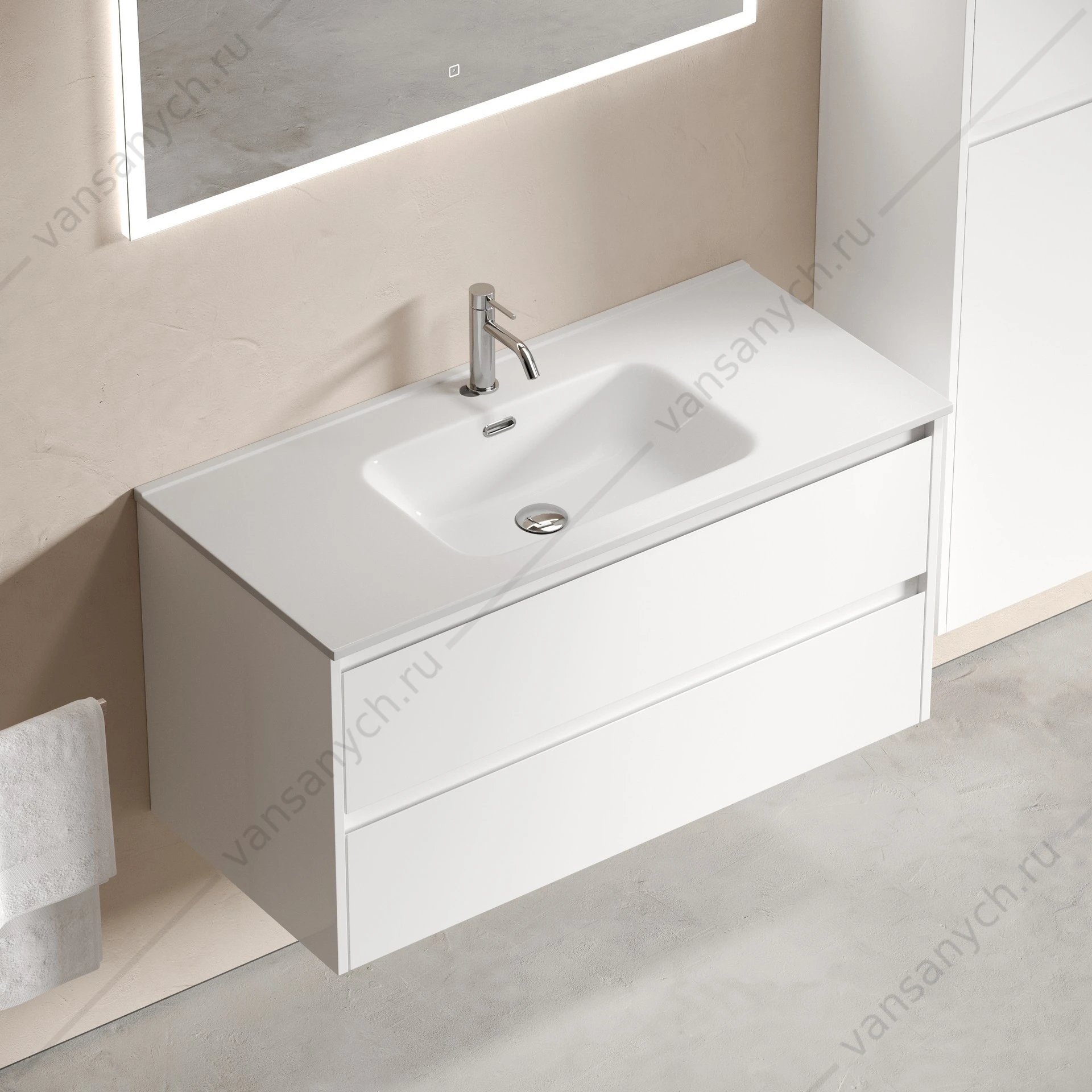 Тумба под раковину 100 подвесная SANCOS Libra 99х50 Белый LB100W