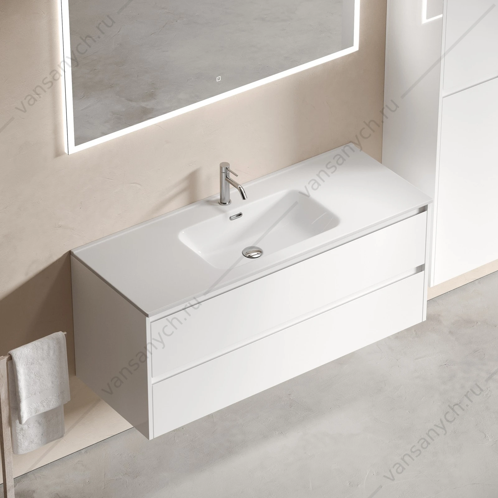 Тумба под раковину 120 подвесная SANCOS Libra 119х50 Белый LB120-1W
