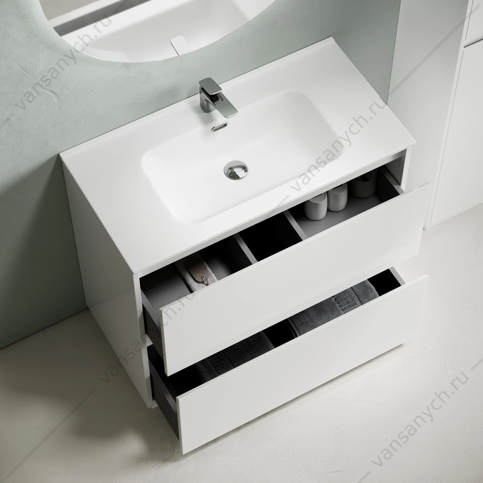 Тумба под раковину 90 напольная SANCOS Libra Floor 89х84 Белый LB90FW