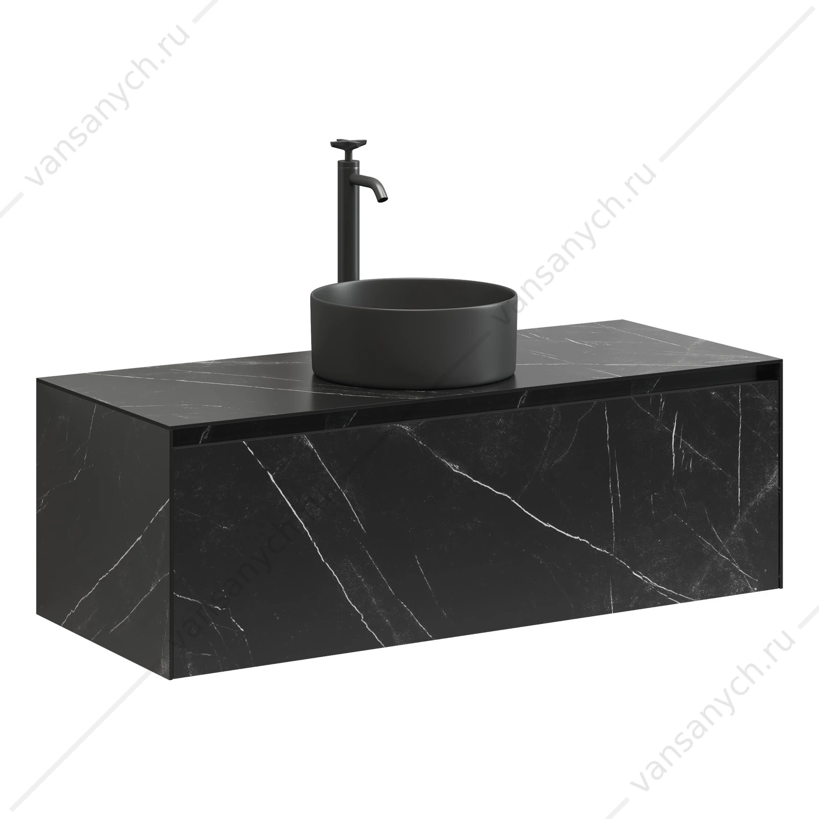 Тумба под накладную раковину 120 подвесная SANCOS Stone 120х40 Nero Marquina ST120NM