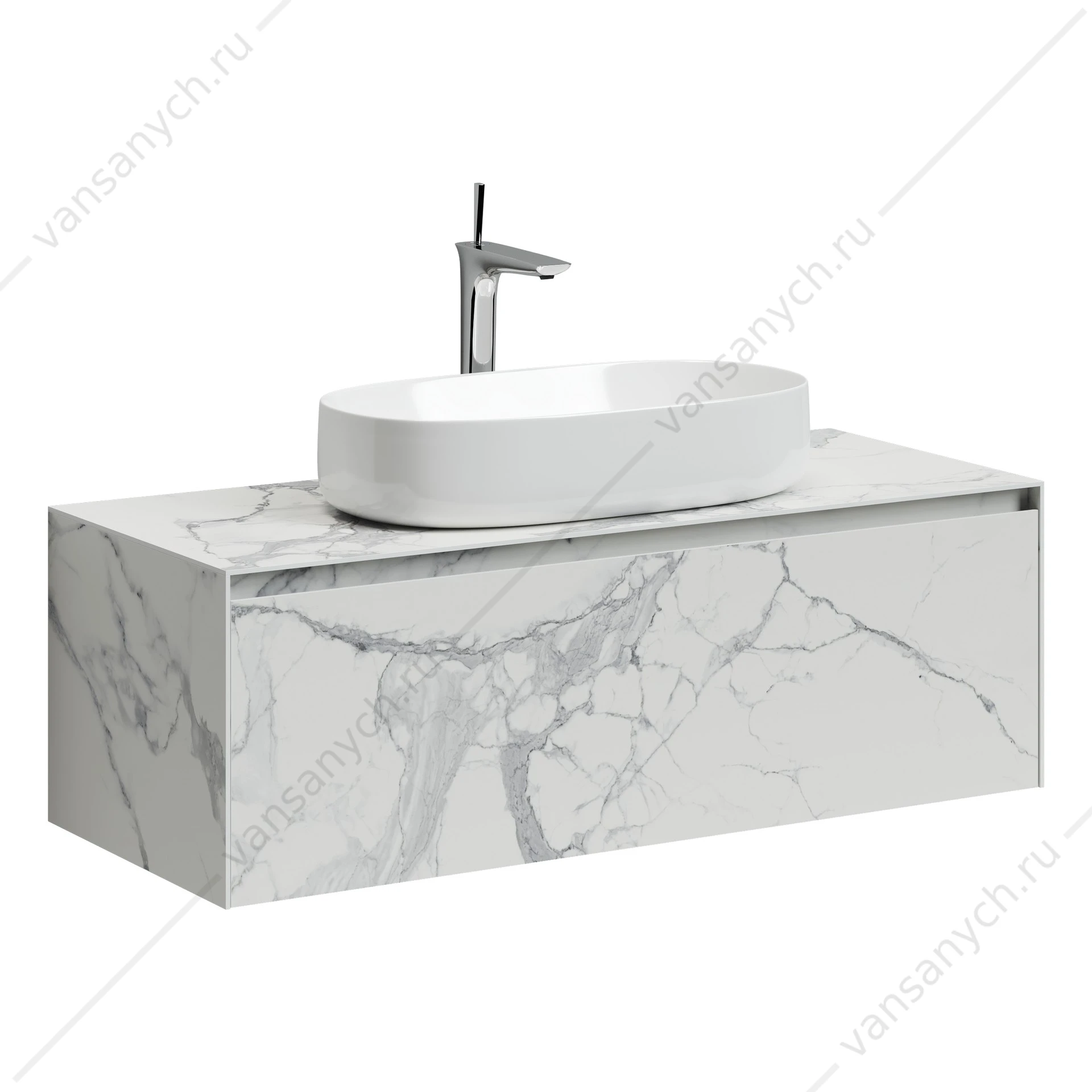 Тумба под накладную раковину 120 подвесная SANCOS Stone 120х40 Statuario white ST120SV