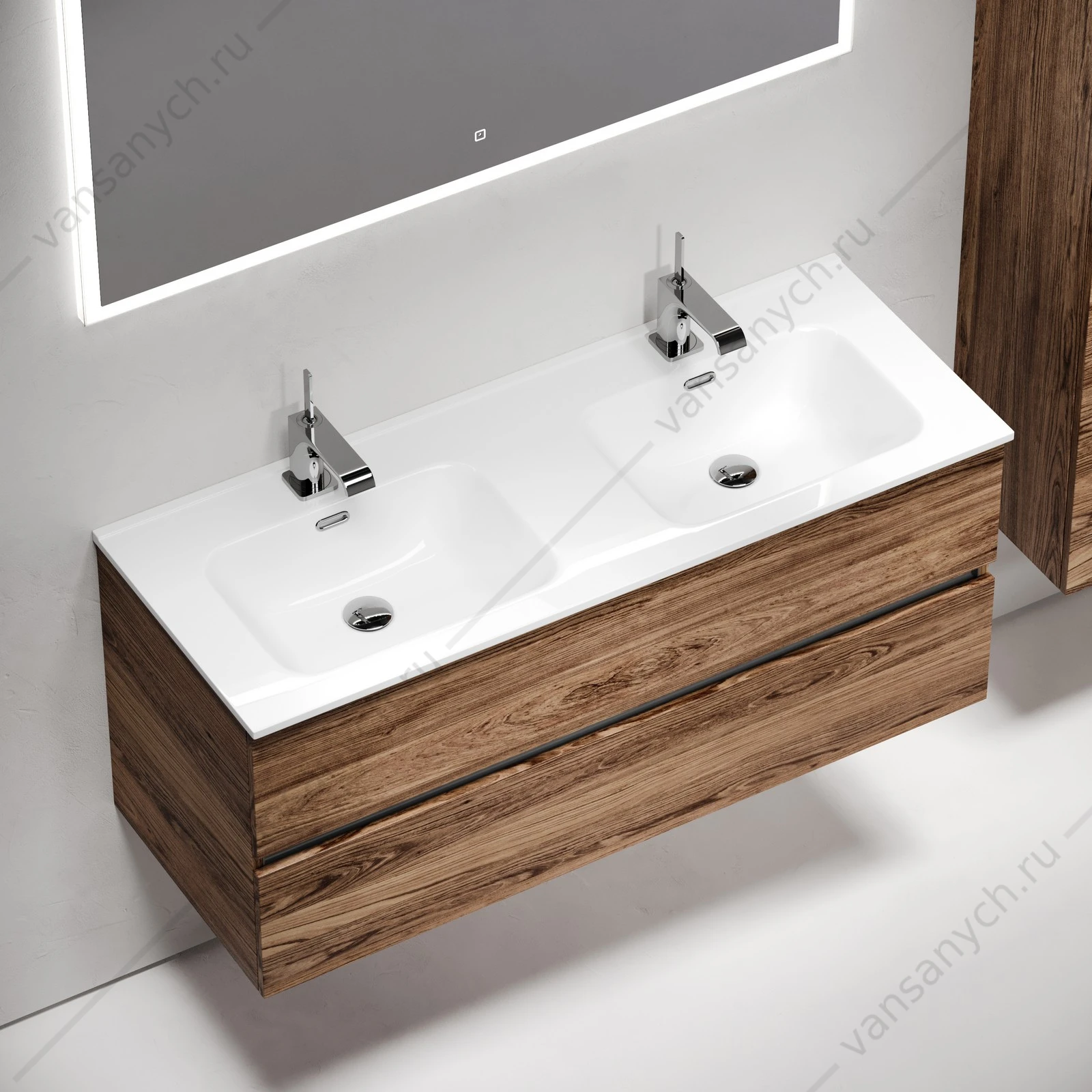 Тумба под раковину 120 подвесная SANCOS Urban 119х55 Дуб чарльстон UR120-2ECH