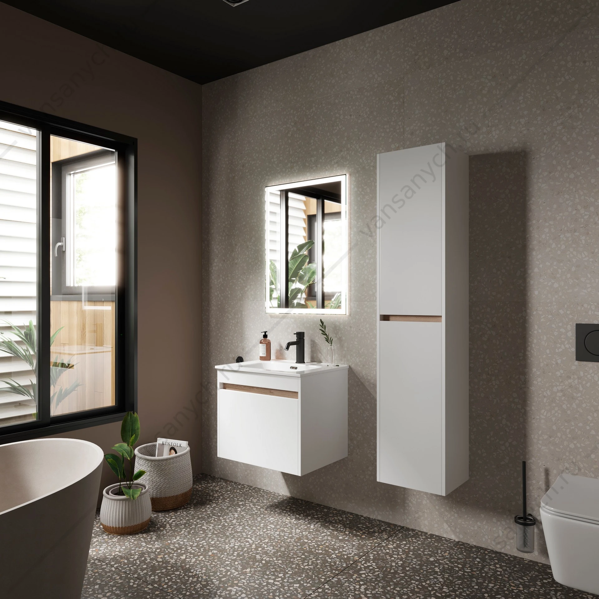 Тумба под раковину 60 подвесная SANCOS Smart 59х50 Белый SM60W