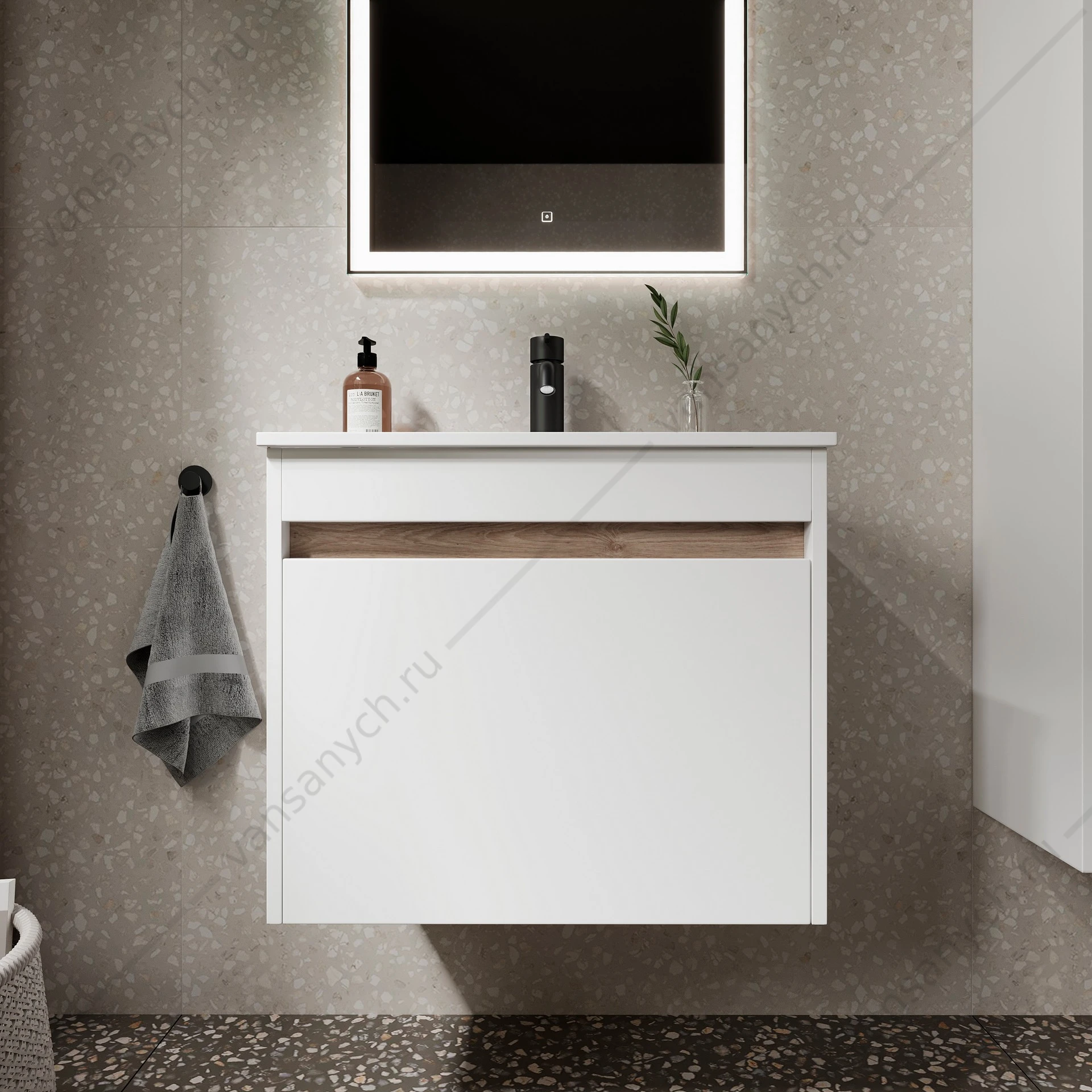 Тумба под раковину 60 подвесная SANCOS Smart 59х50 Белый SM60W