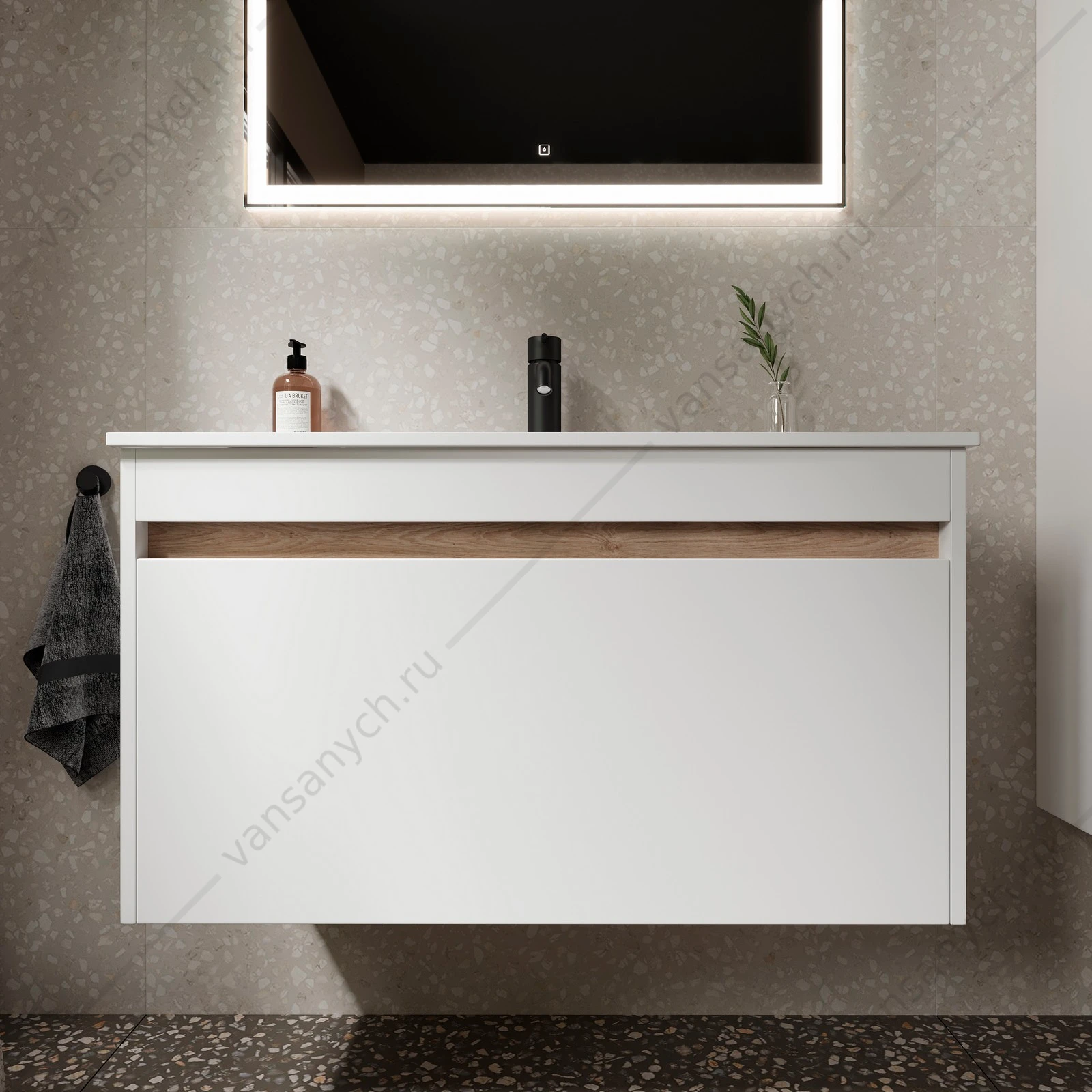 Тумба под раковину 90 подвесная SANCOS Smart 89х50 Белый SM90W