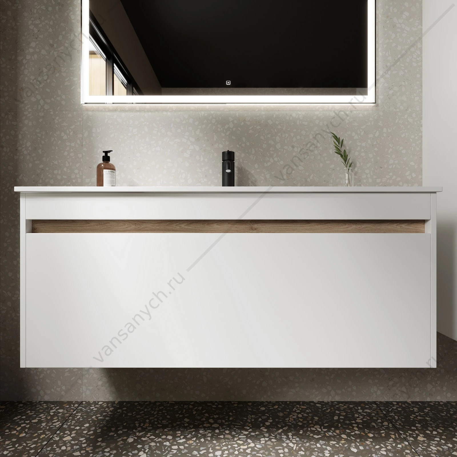 Тумба под раковину 120 подвесная SANCOS Smart 119х50 Белый SM120-1W
