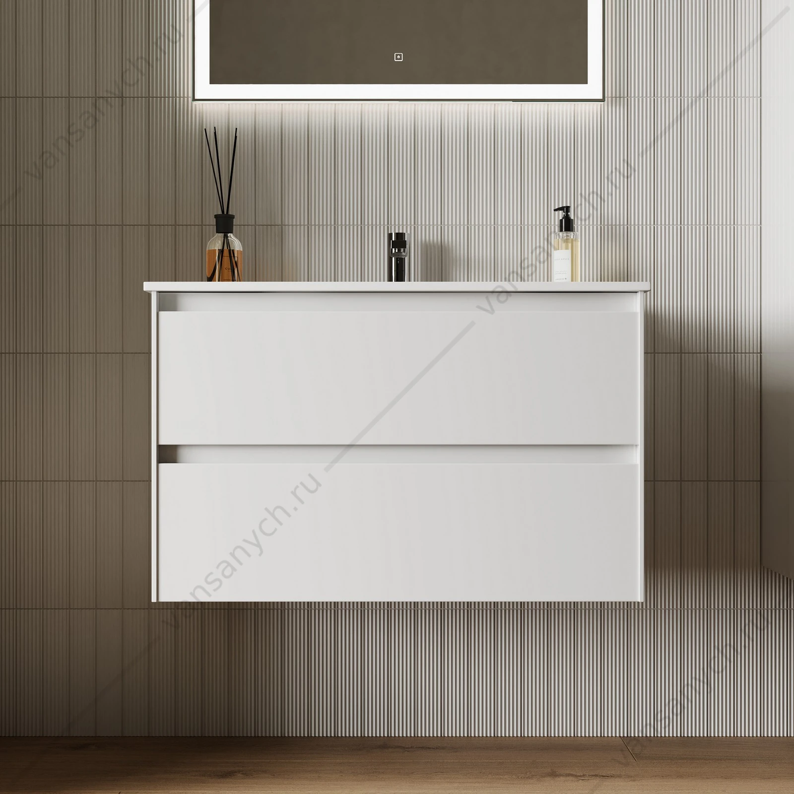 Тумба под раковину 80 подвесная SANCOS Cento 79х50 Белый глянец CN80W