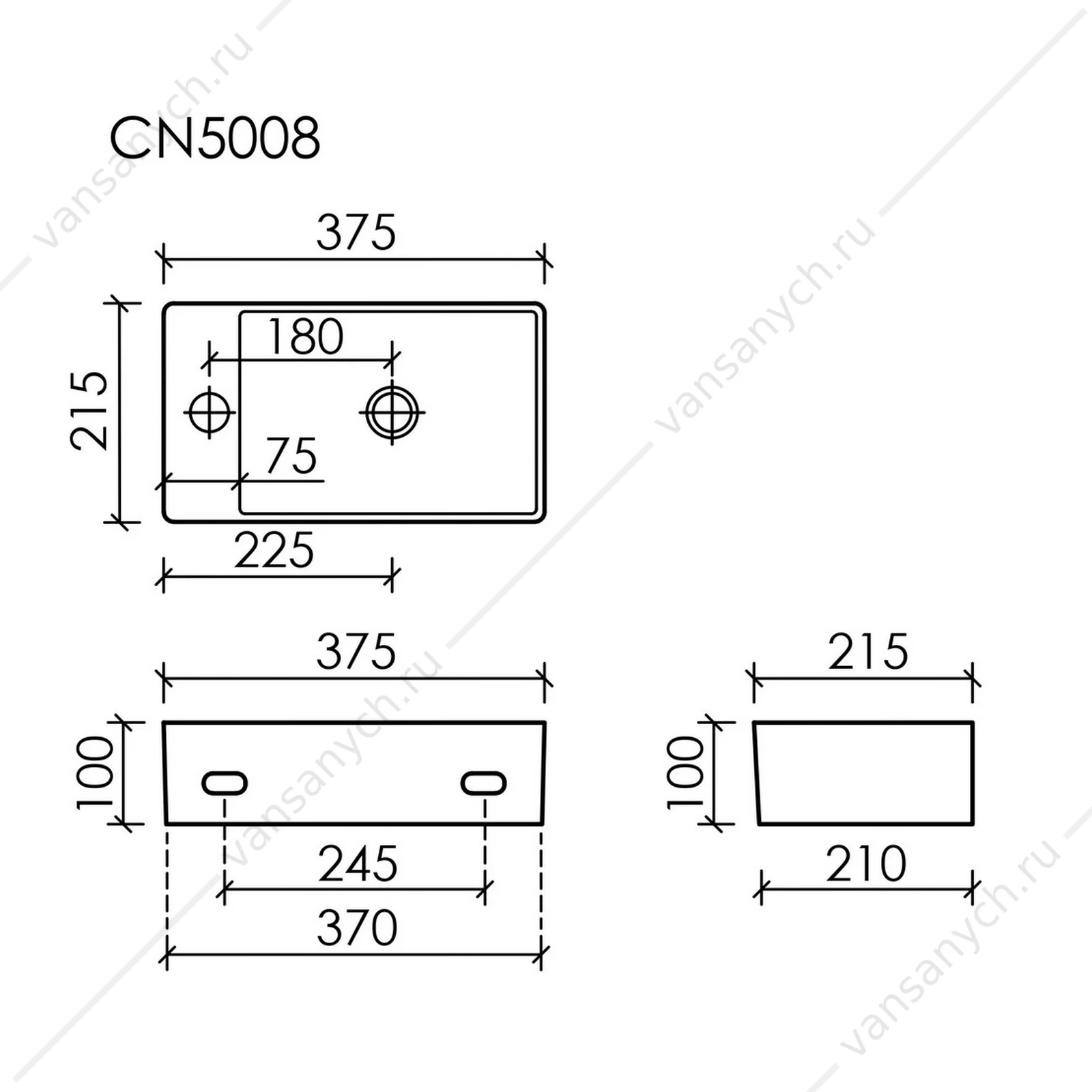 Раковина подвесная 38 SANCOS ELEMENT 37, 5х10 Белый CN5008
