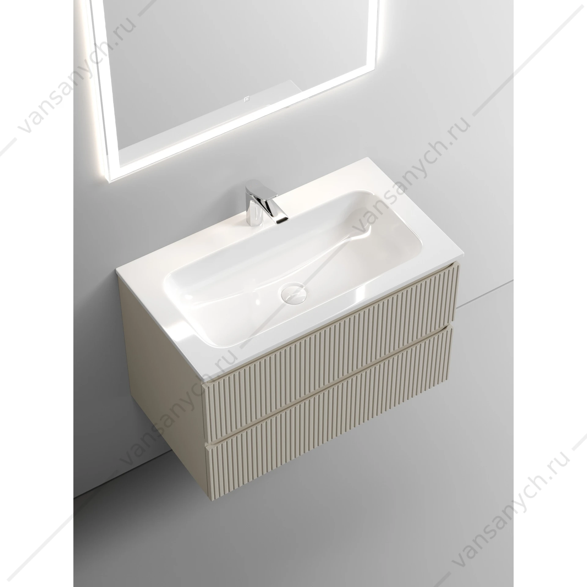 Тумба под раковину 80 подвесная SANCOS SNOB T 79х50 Beige Soft SNT80CE