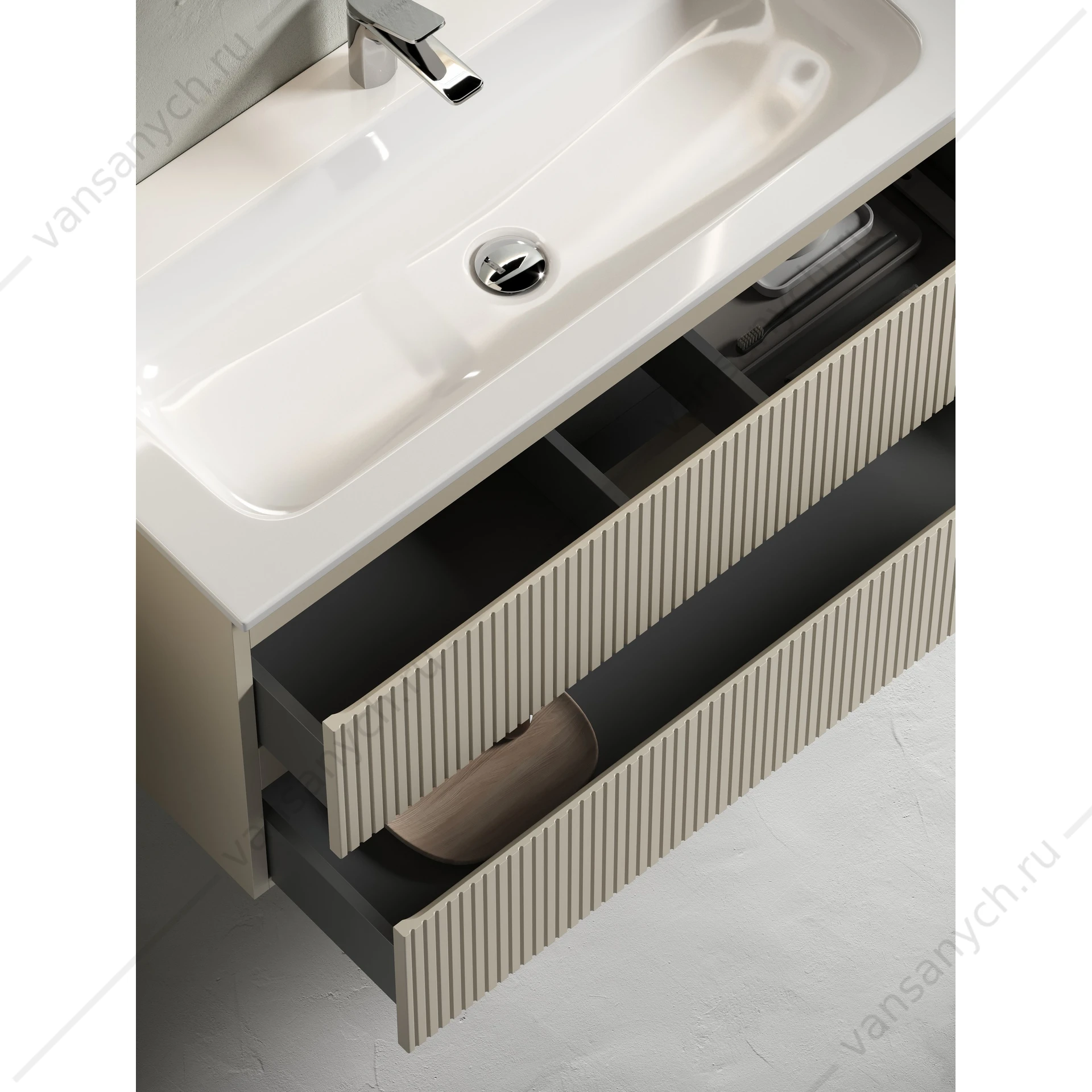 Тумба под раковину 80 подвесная SANCOS SNOB T 79х50 Beige Soft SNT80CE
