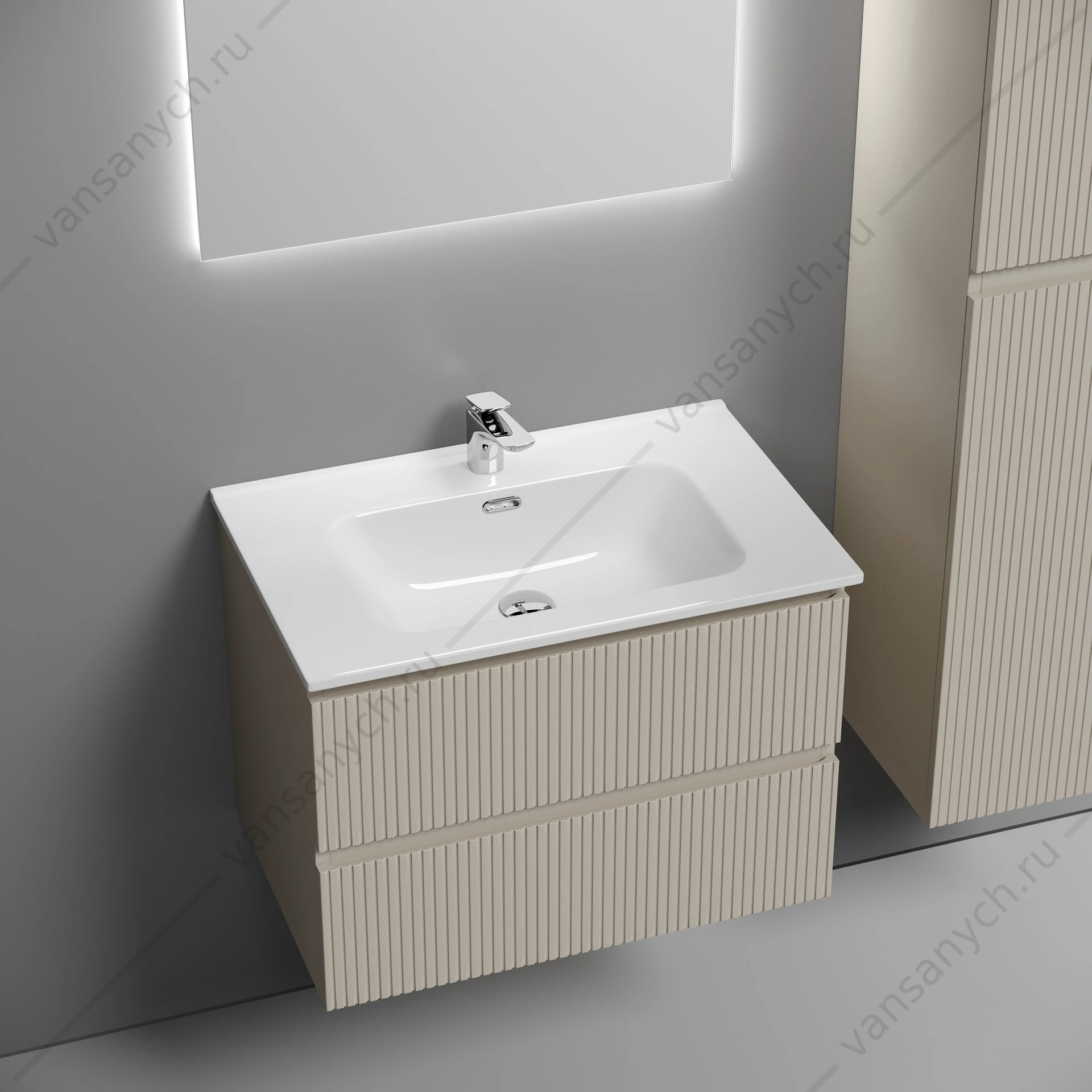 Тумба под раковину 70 подвесная SANCOS SNOB T 69х50 Beige Soft SNT70CE
