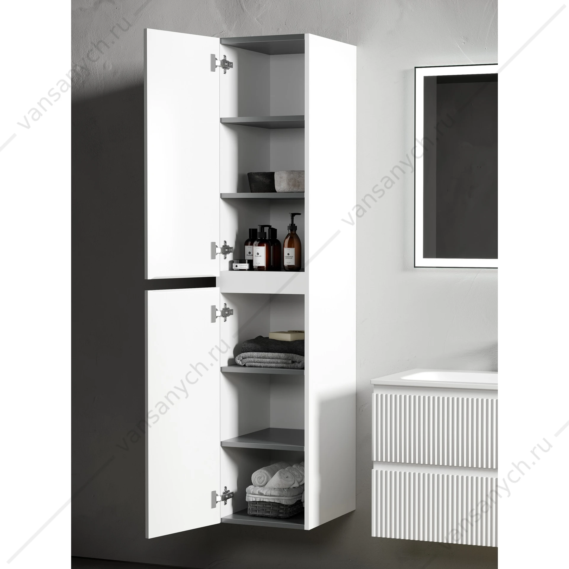 Пенал подвесной 35 SANCOS SNOB R 35х165 Bianco L/R PSNR35W
