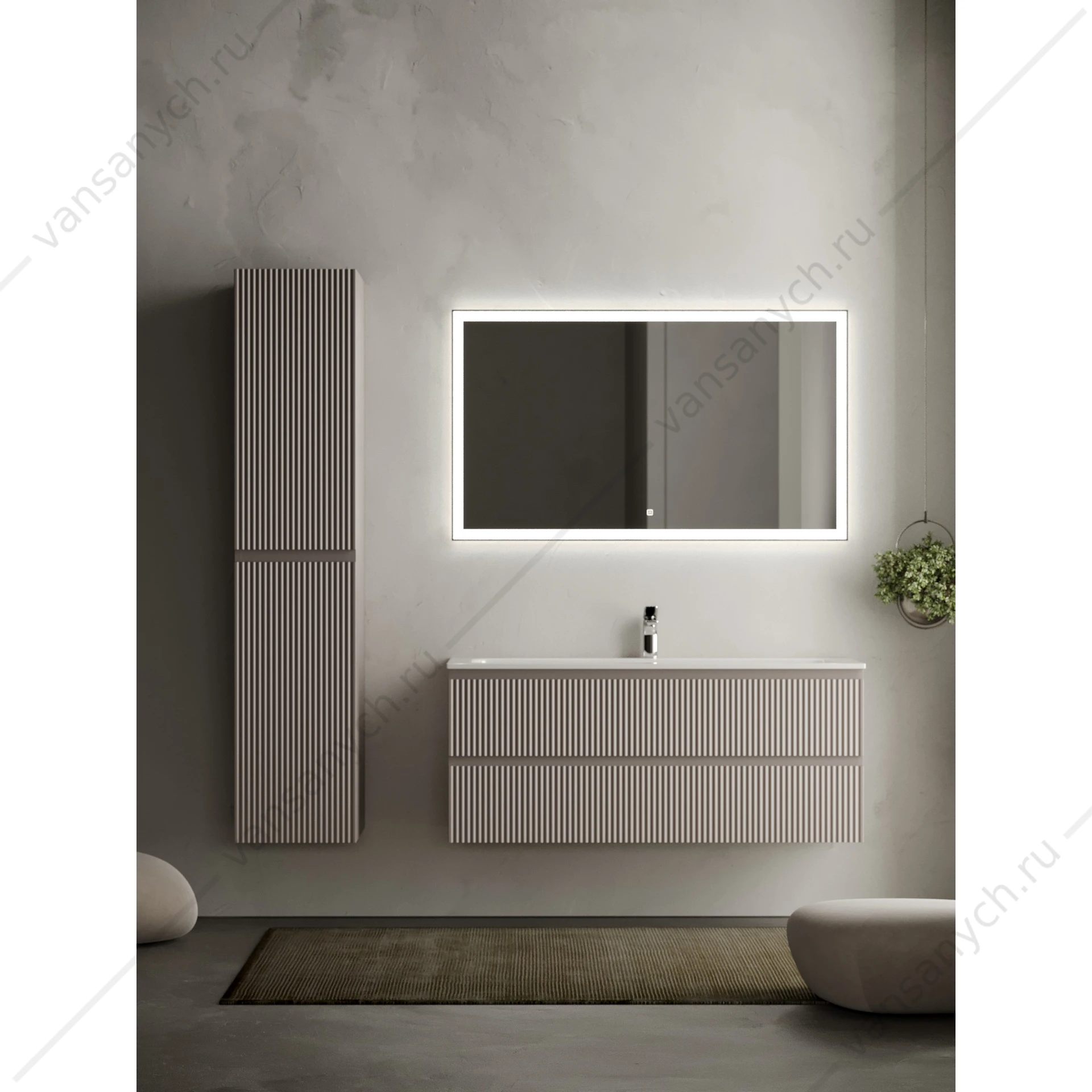 Тумба под раковину 120 подвесная SANCOS SNOB R 119,5х50 Doha Soft SNR120SM