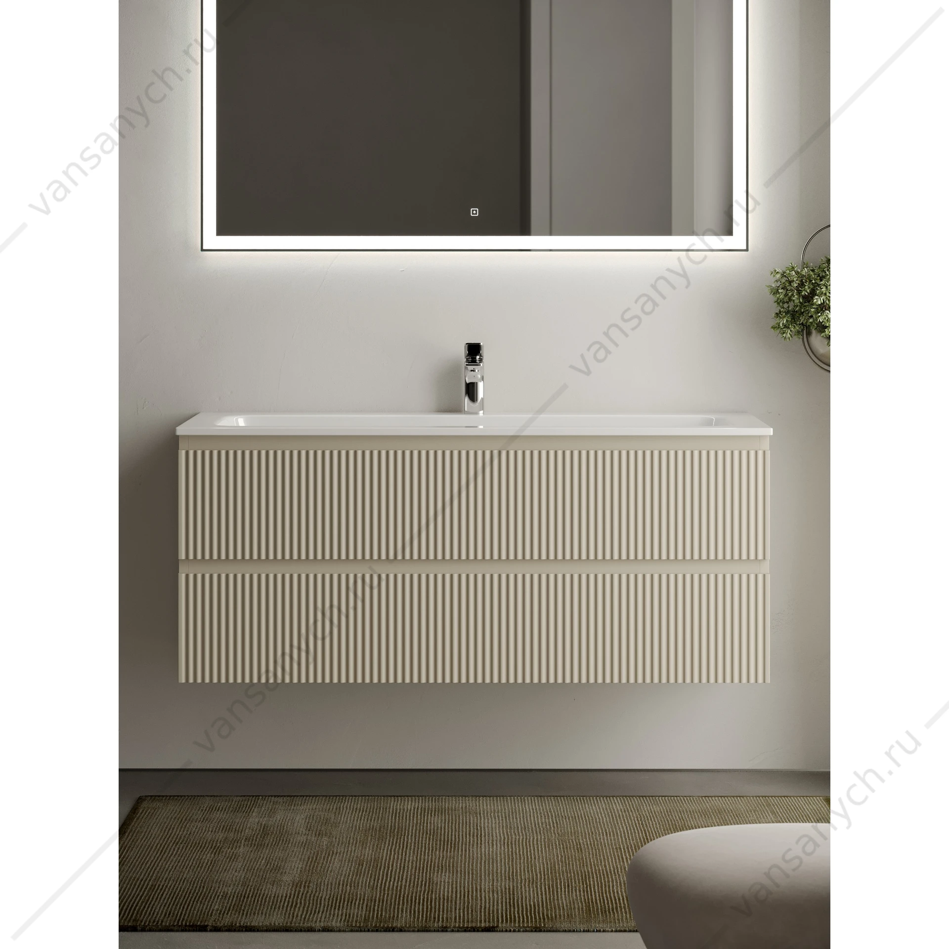 Тумба под раковину 120 подвесная SANCOS SNOB R 119,5х50 Beige Soft SNR120CE