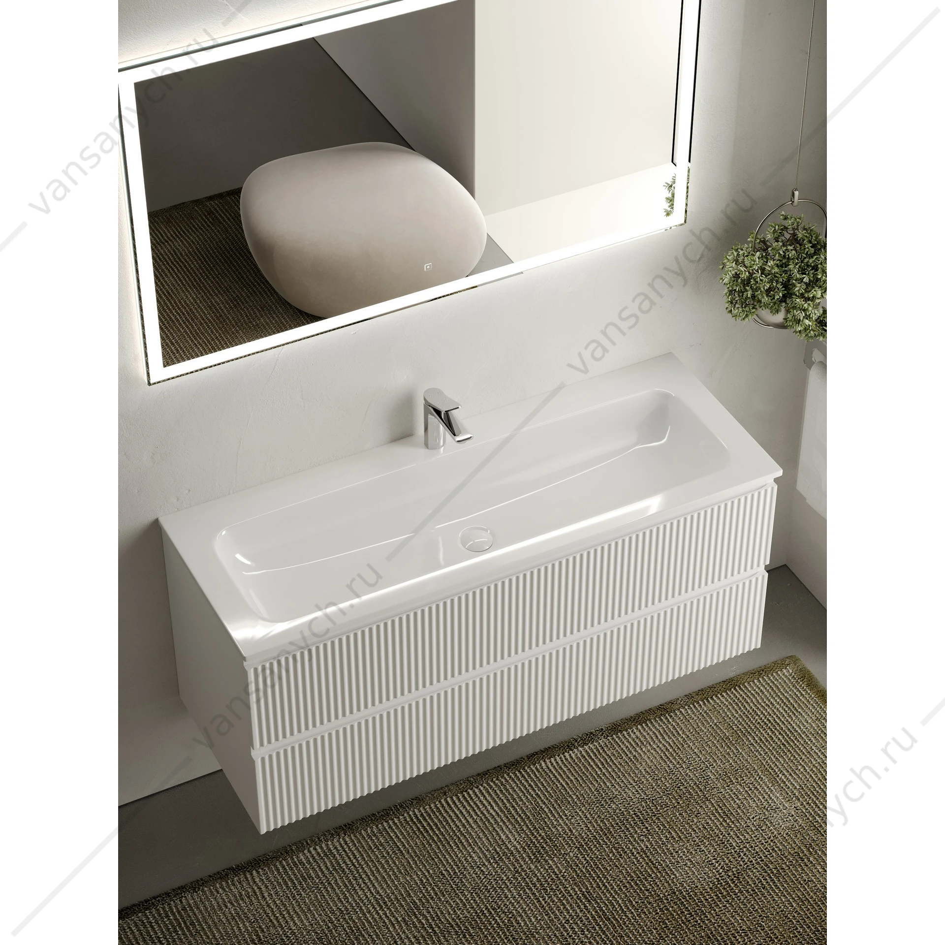 Тумба под раковину 120 подвесная SANCOS SNOB R 119,5х50 Bianco SNR120W