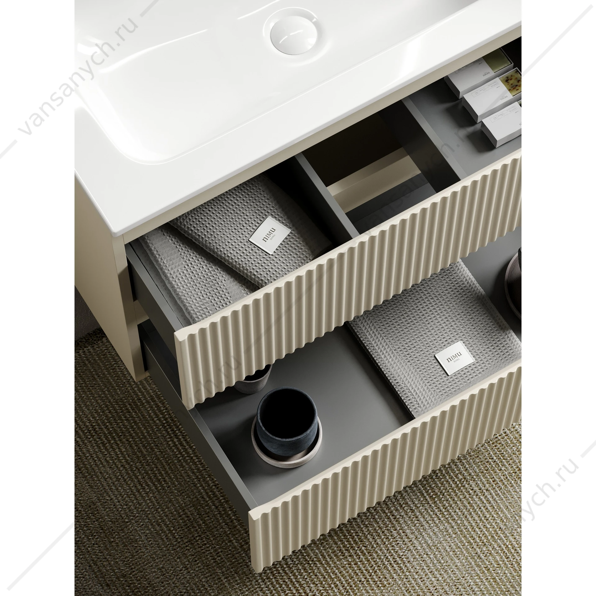 Тумба под раковину 80 подвесная SANCOS SNOB R 79х50 Beige Soft SNR80CE