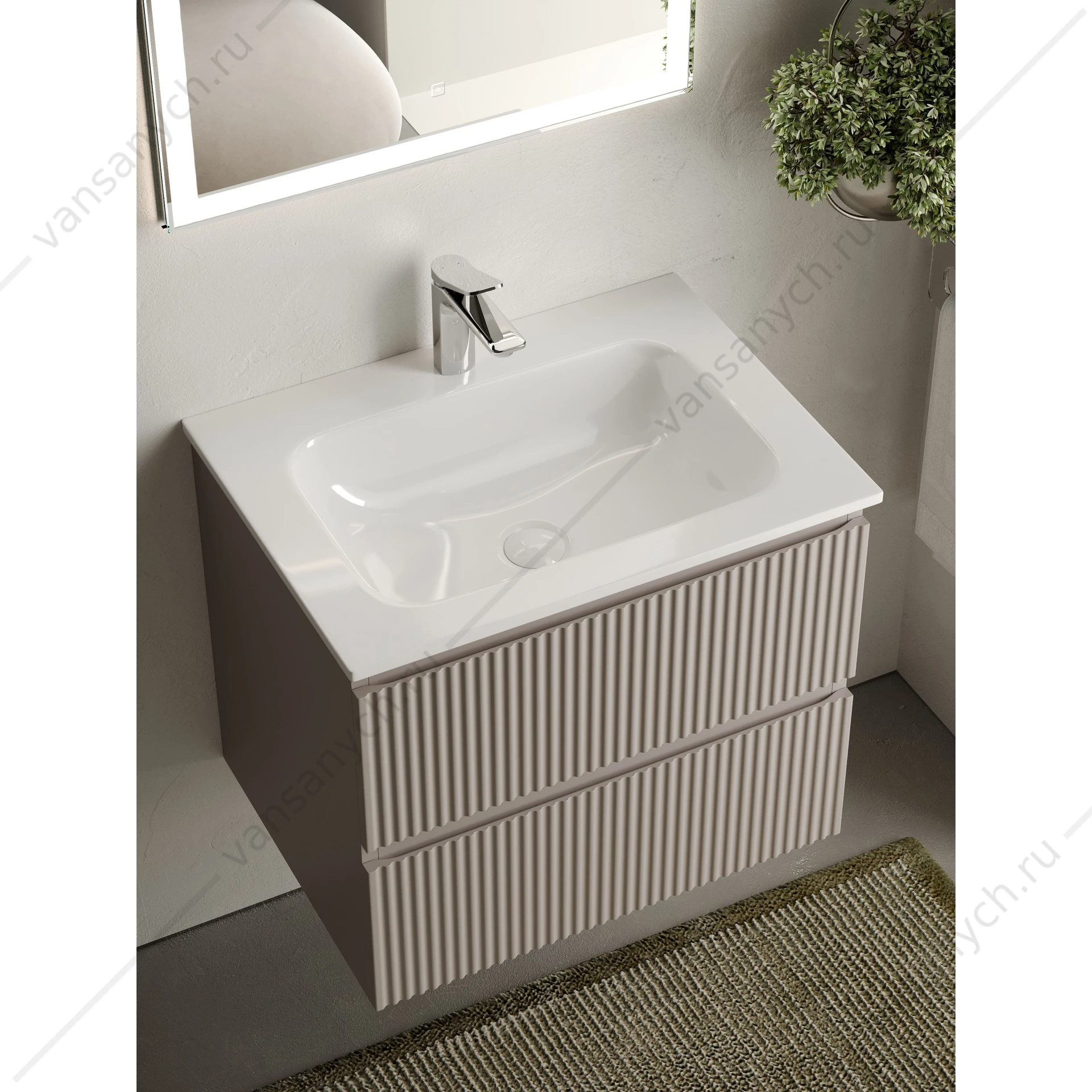 Тумба под раковину 60 подвесная SANCOS SNOB R 59х50 Doha Soft SNR60SM