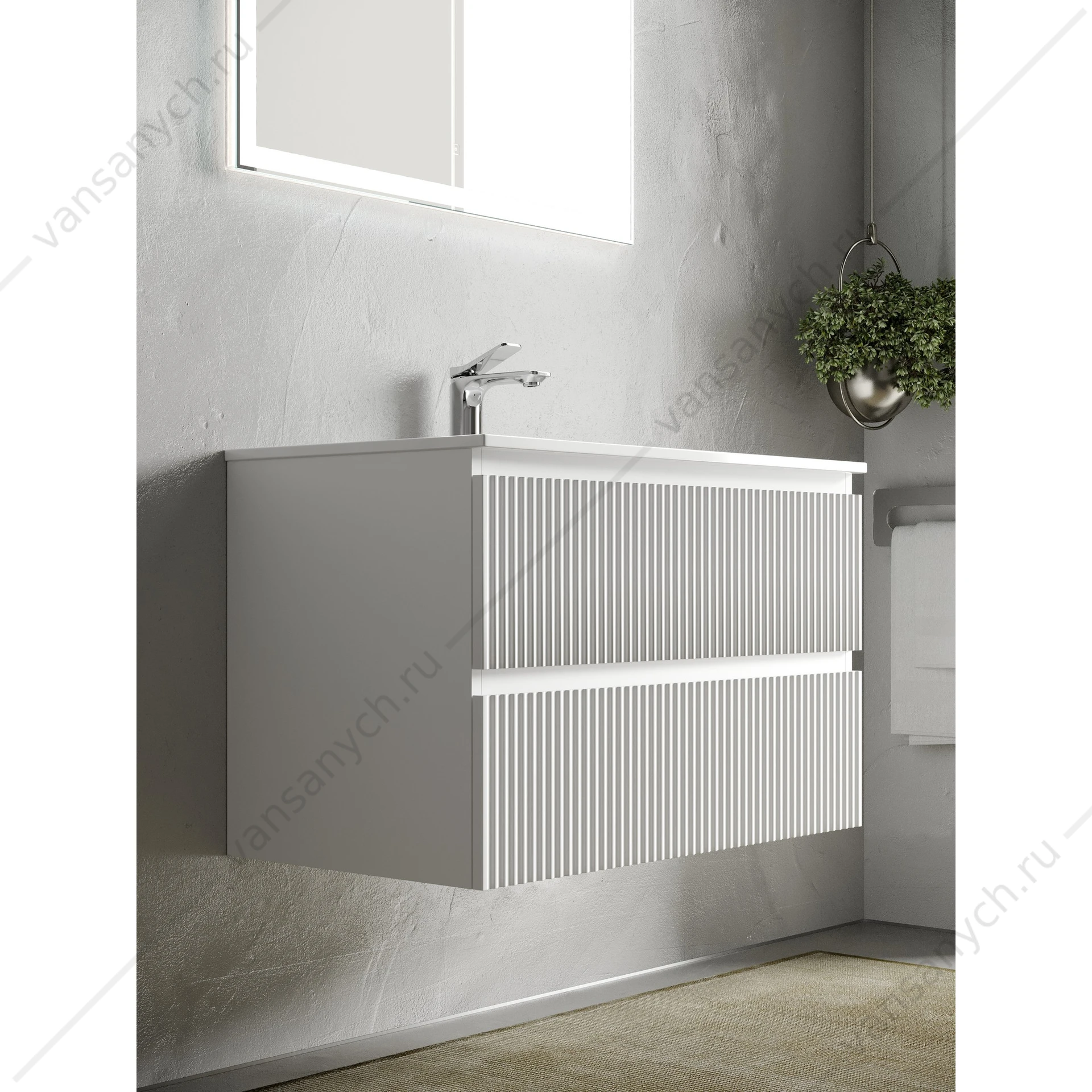 Тумба под раковину 60 подвесная SANCOS SNOB R 59х50 Bianco SNR60W