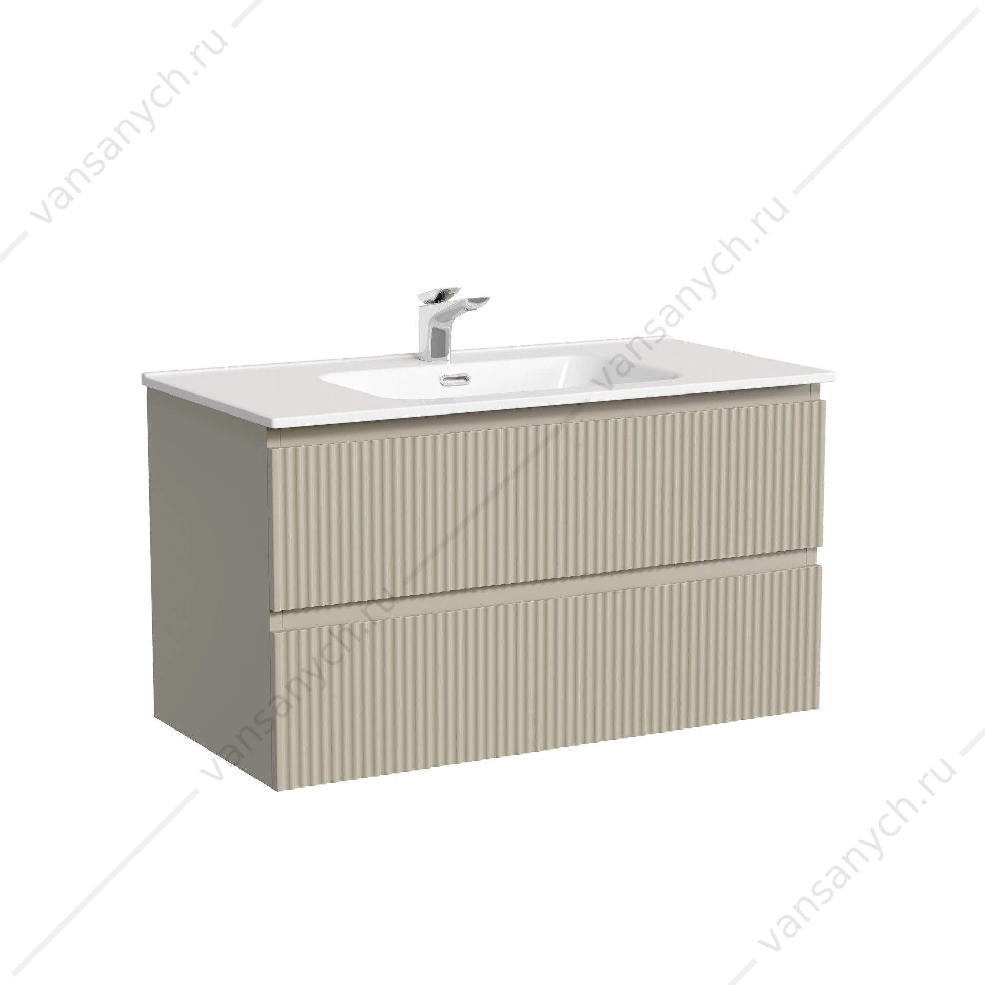 Тумба под раковину 90 подвесная SANCOS SNOB R 89х50 Beige Soft SNR90CE