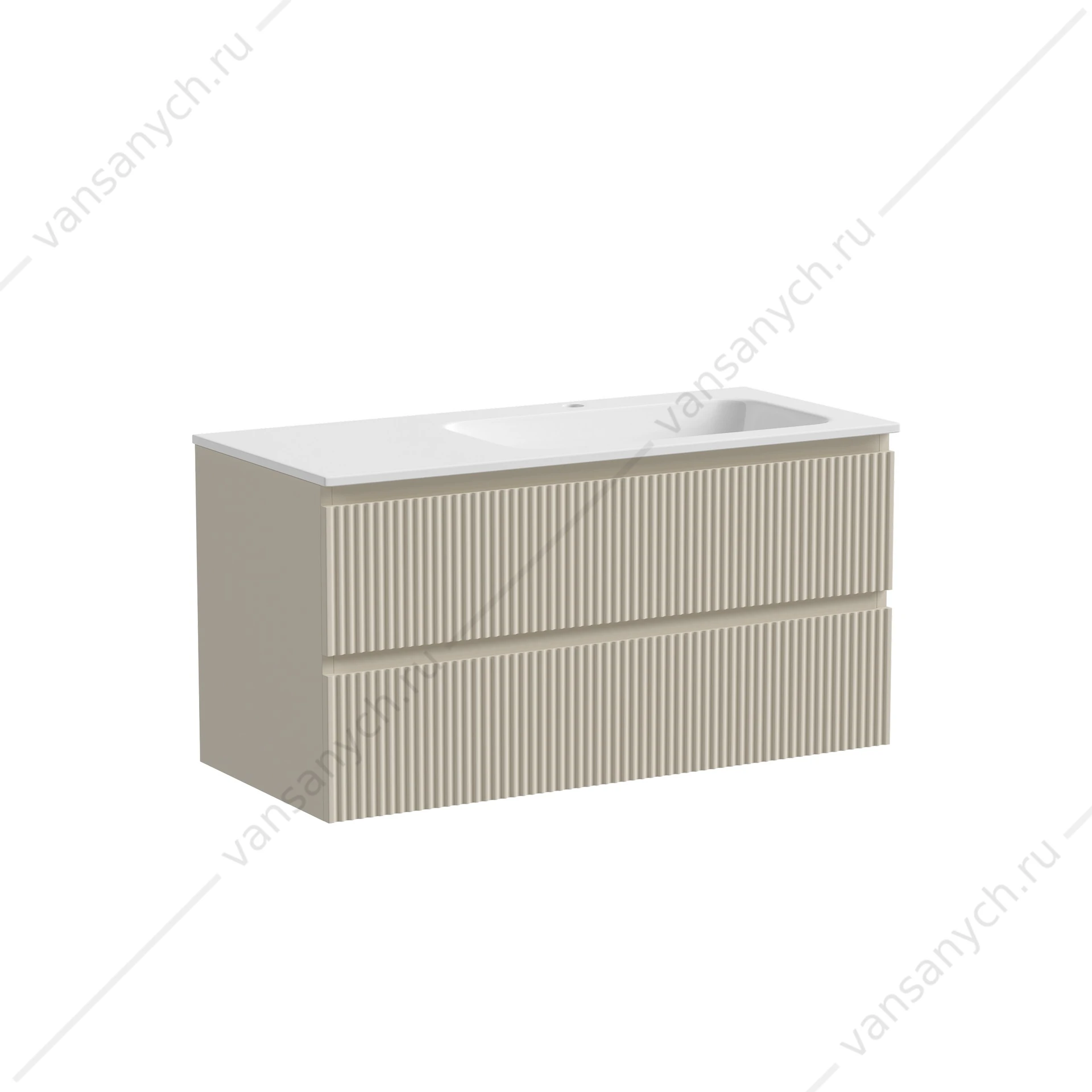 Тумба под раковину 100 подвесная SANCOS SNOB R 99,5х50 Beige Soft SNR100RCE
