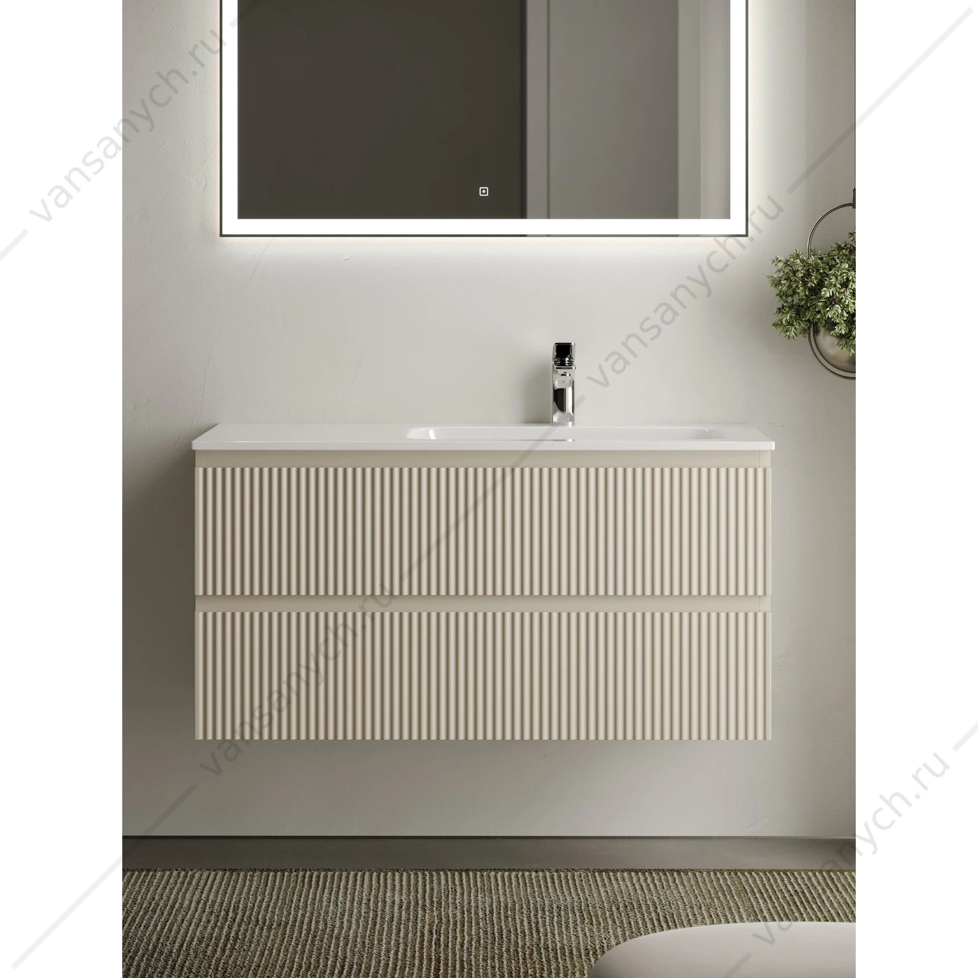 Тумба под раковину 100 подвесная SANCOS SNOB R 99,5х50 Beige Soft SNR100RCE