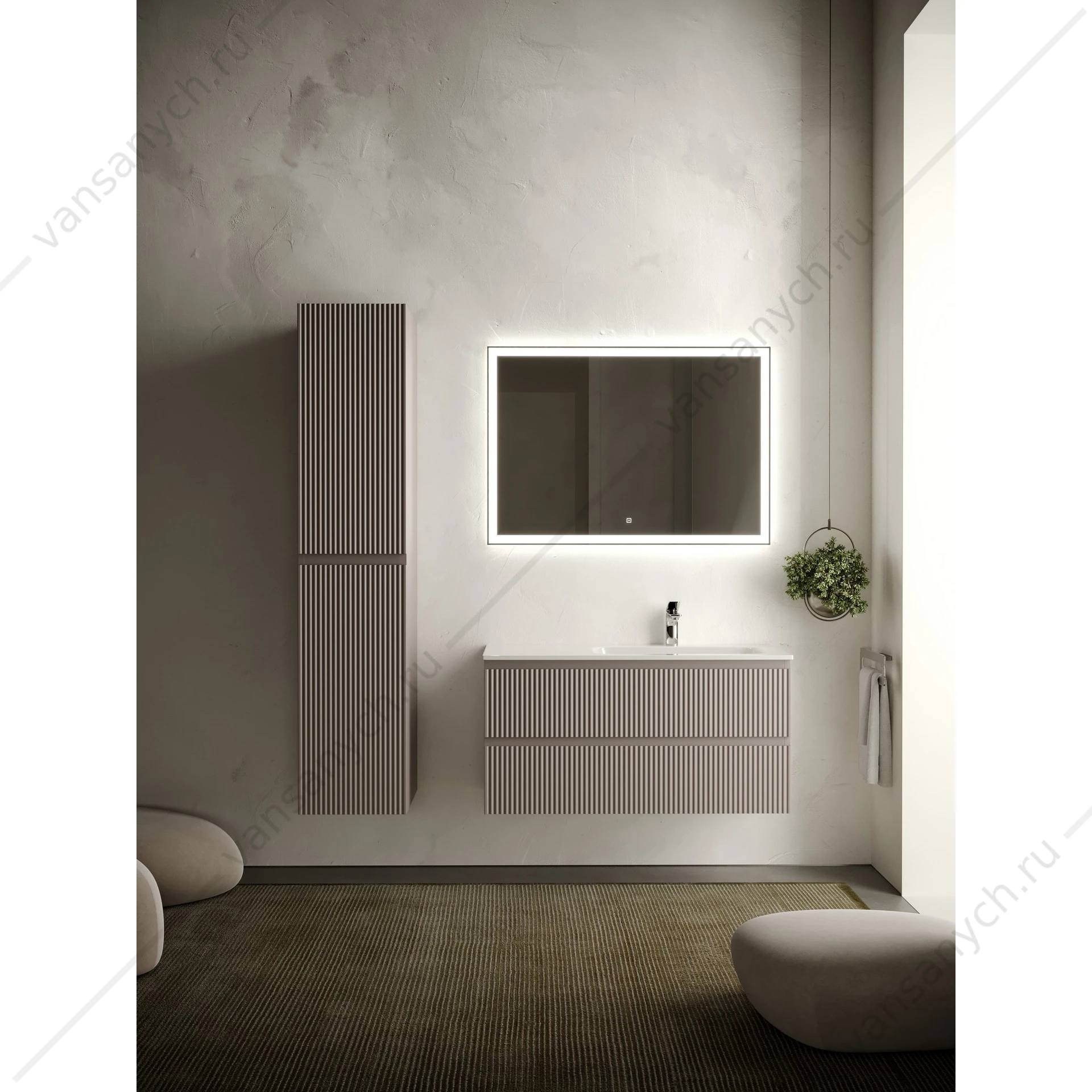 Тумба под раковину 100 подвесная SANCOS SNOB R 99,5х50 Doha Soft SNR100RSM