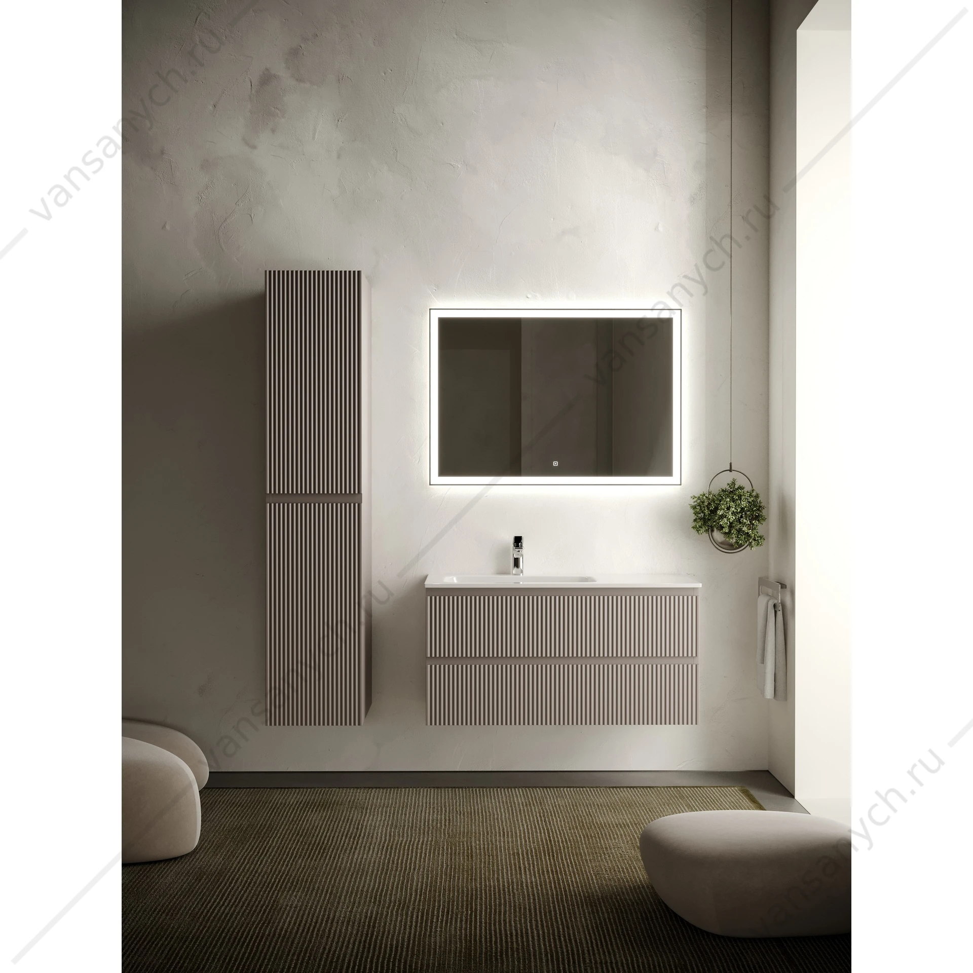 Тумба под раковину 100 подвесная SANCOS SNOB R 99,5х50 Doha Soft SNR100LSM