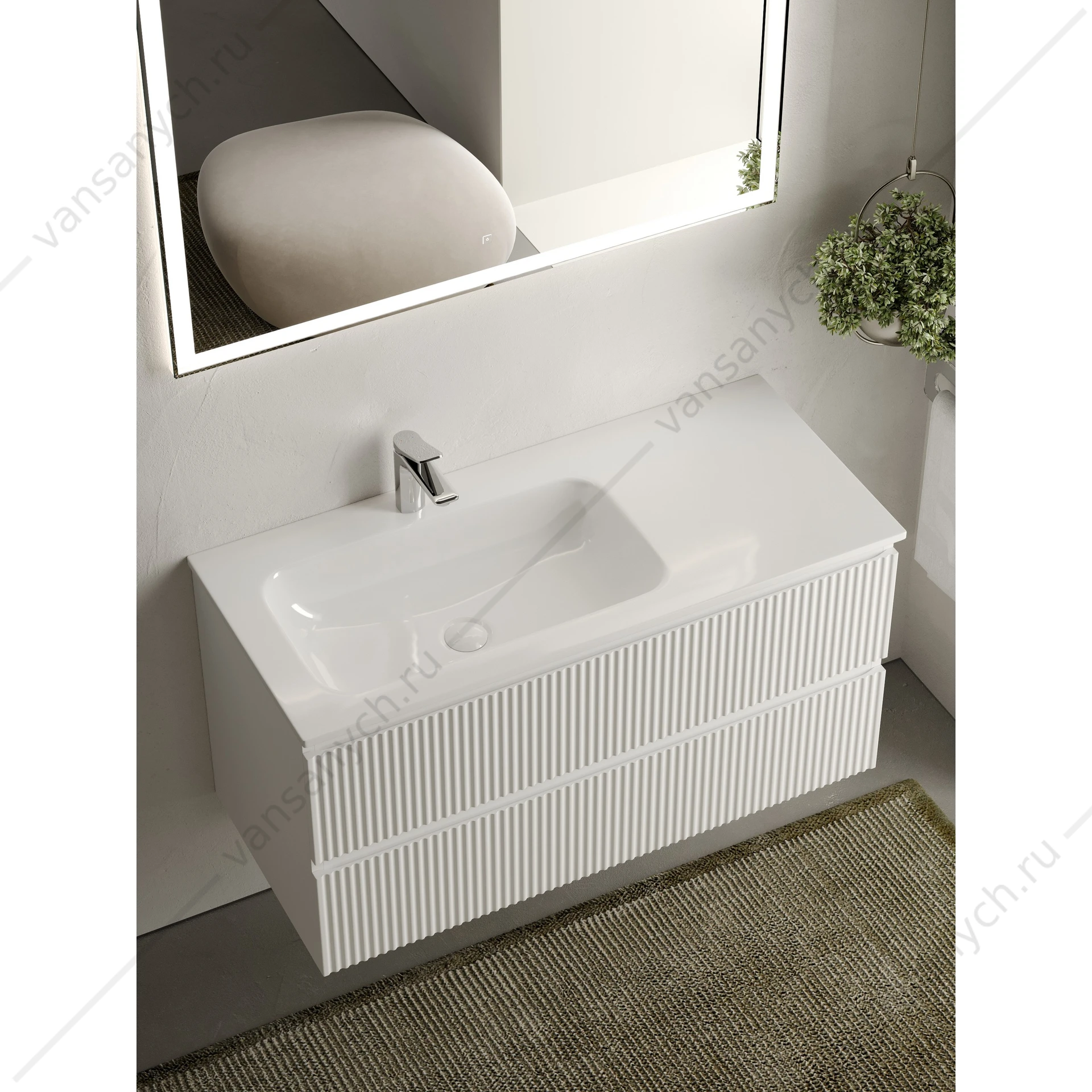 Тумба под раковину 100 подвесная SANCOS SNOB R 99,5х50 Bianco SNR100LW