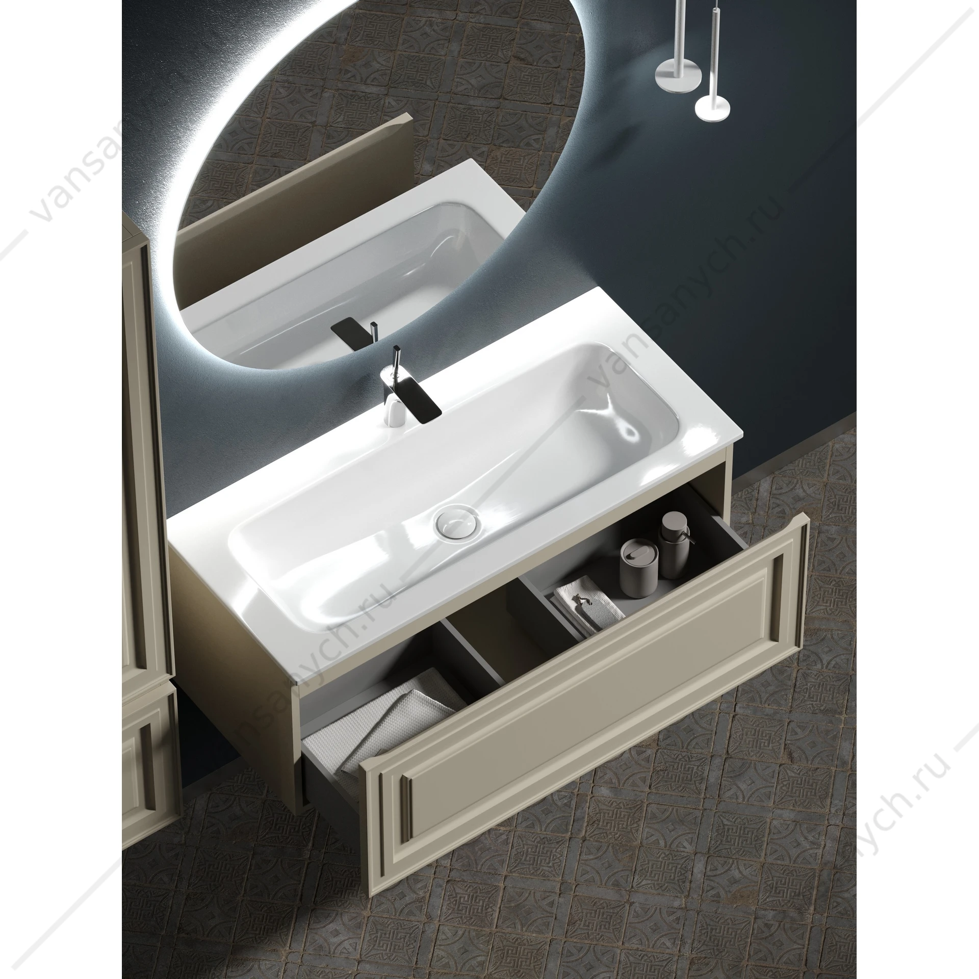 Тумба под раковину 100 подвесная SANCOS Very 99,5х40, 6 Beige Soft VR100CE