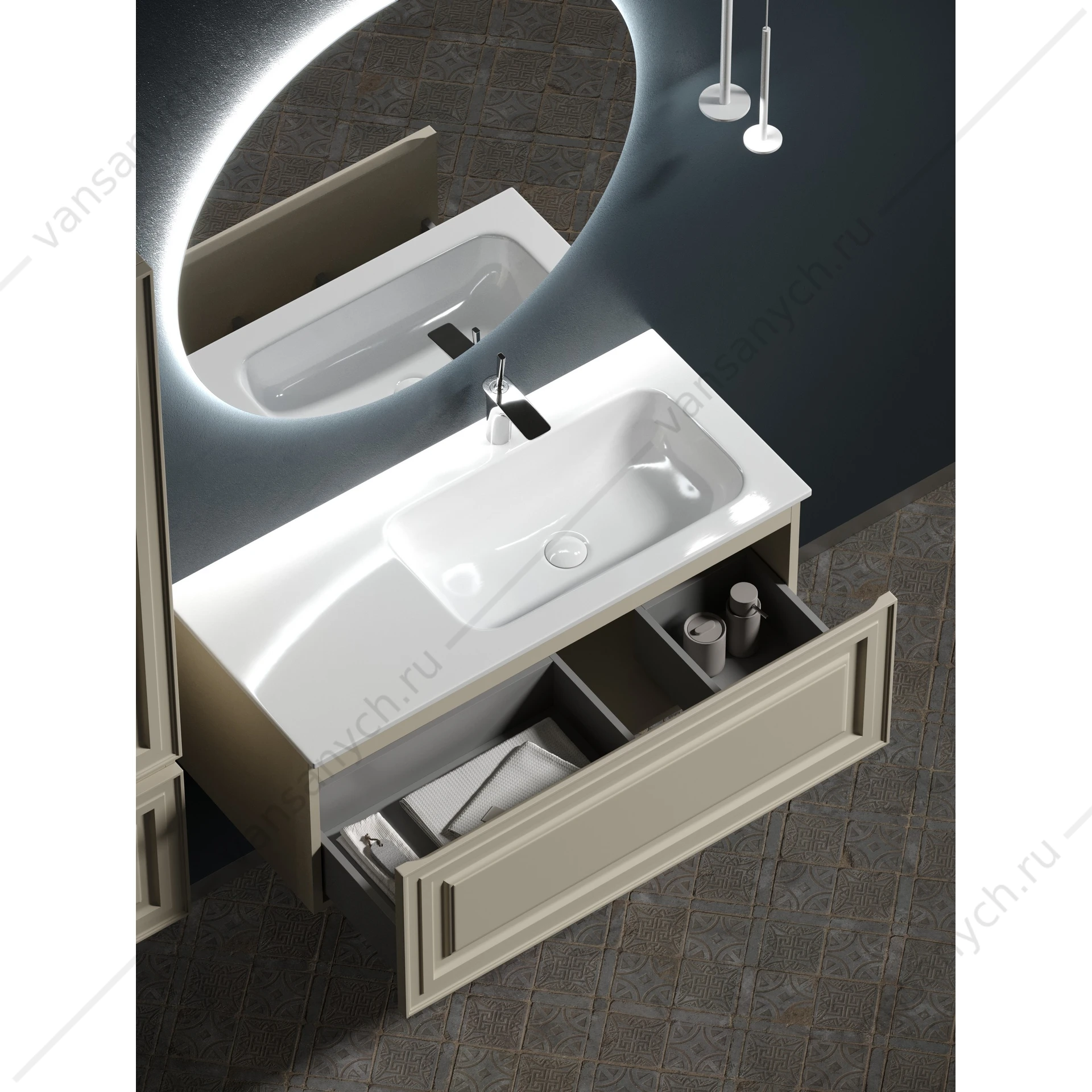 Тумба под раковину 100 подвесная SANCOS Very 99,5х40, 6 Beige Soft VR100RCE