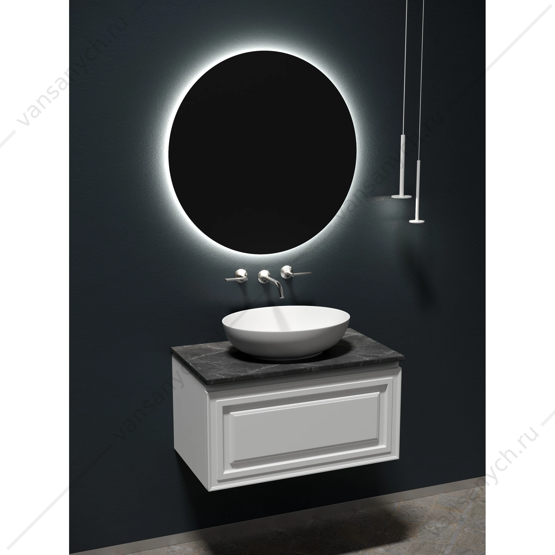 Столешница для тумбы 80 керамогранит SANCOS 80х2, 1 Black Sky TT80A1