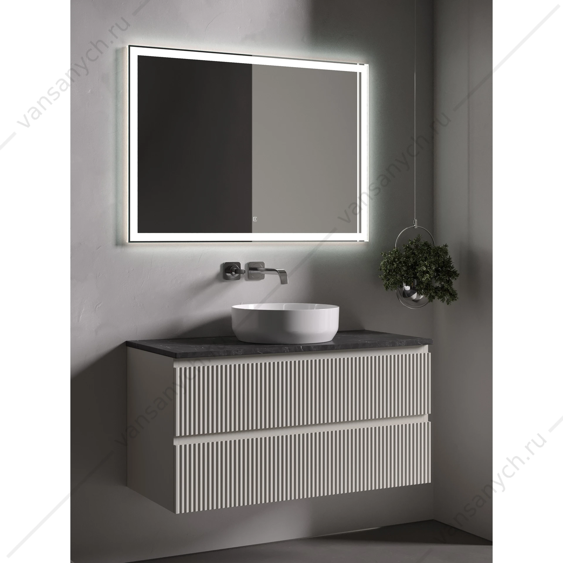 Столешница для тумбы 100 керамогранит SANCOS 100х2, 1 Black Sky TT100A1