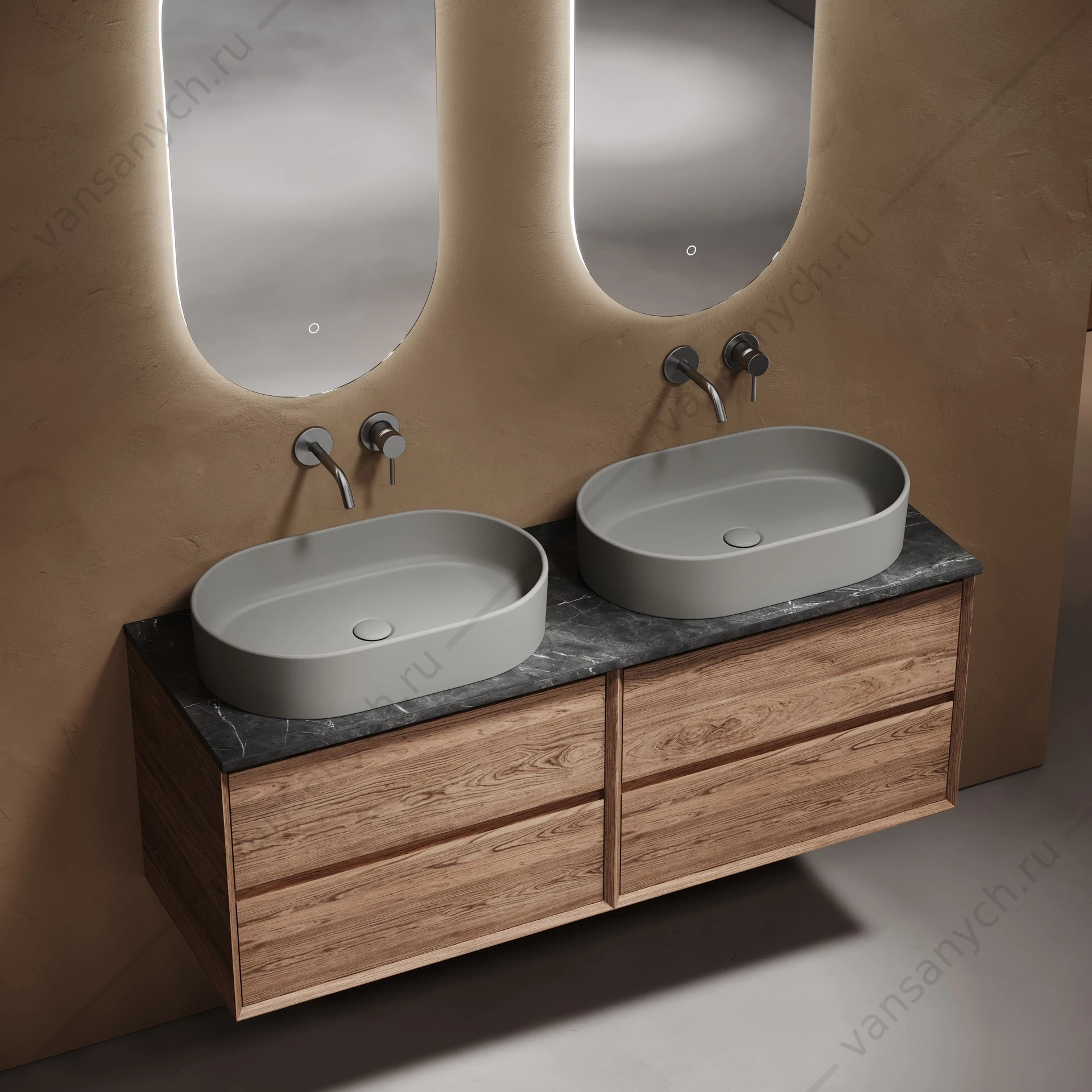 Столешница для тумбы 140 керамогранит SANCOS 140х2, 1 Black Sky TT140A1