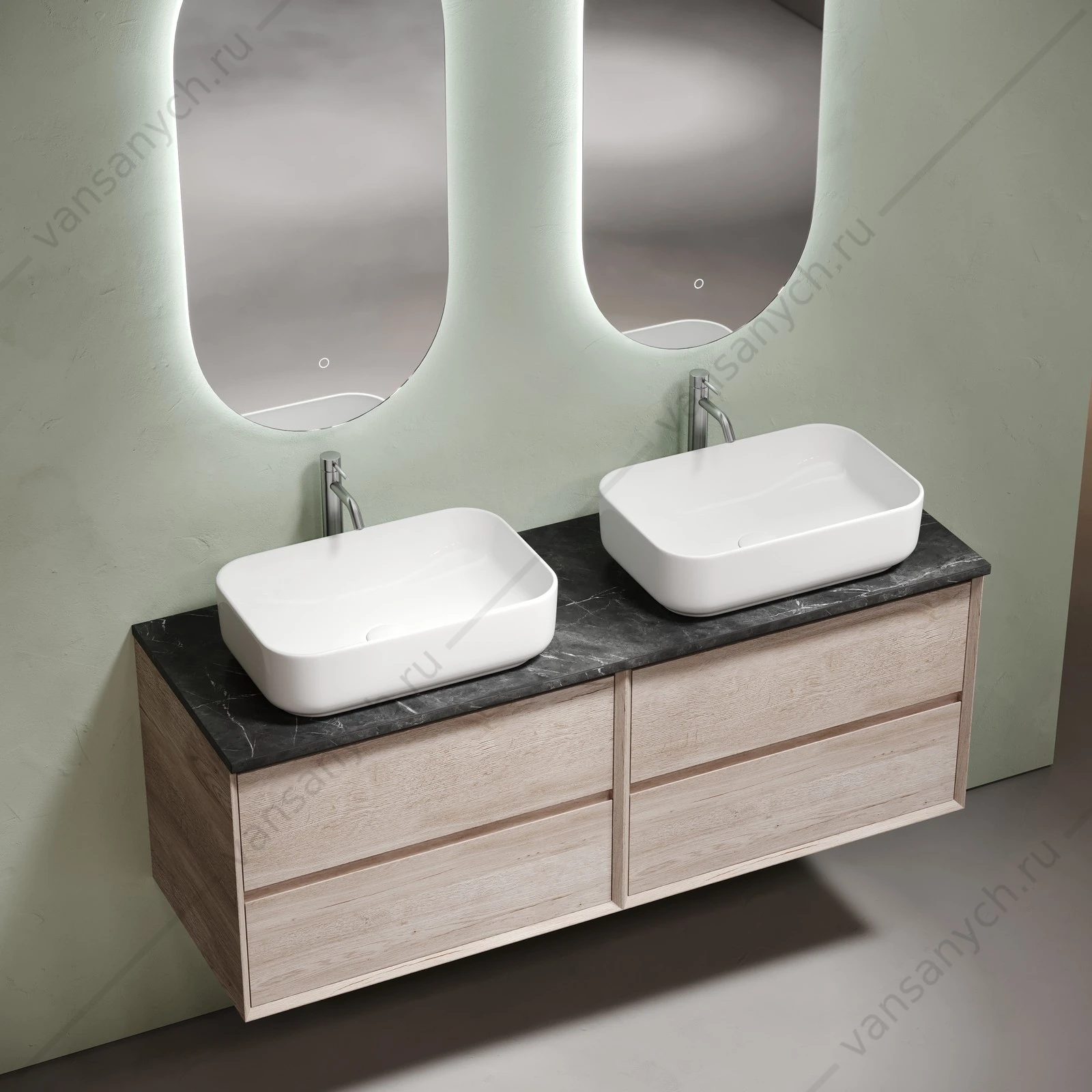 Столешница для тумбы 140 керамогранит SANCOS 140х2, 1 Black Sky TT140A1X
