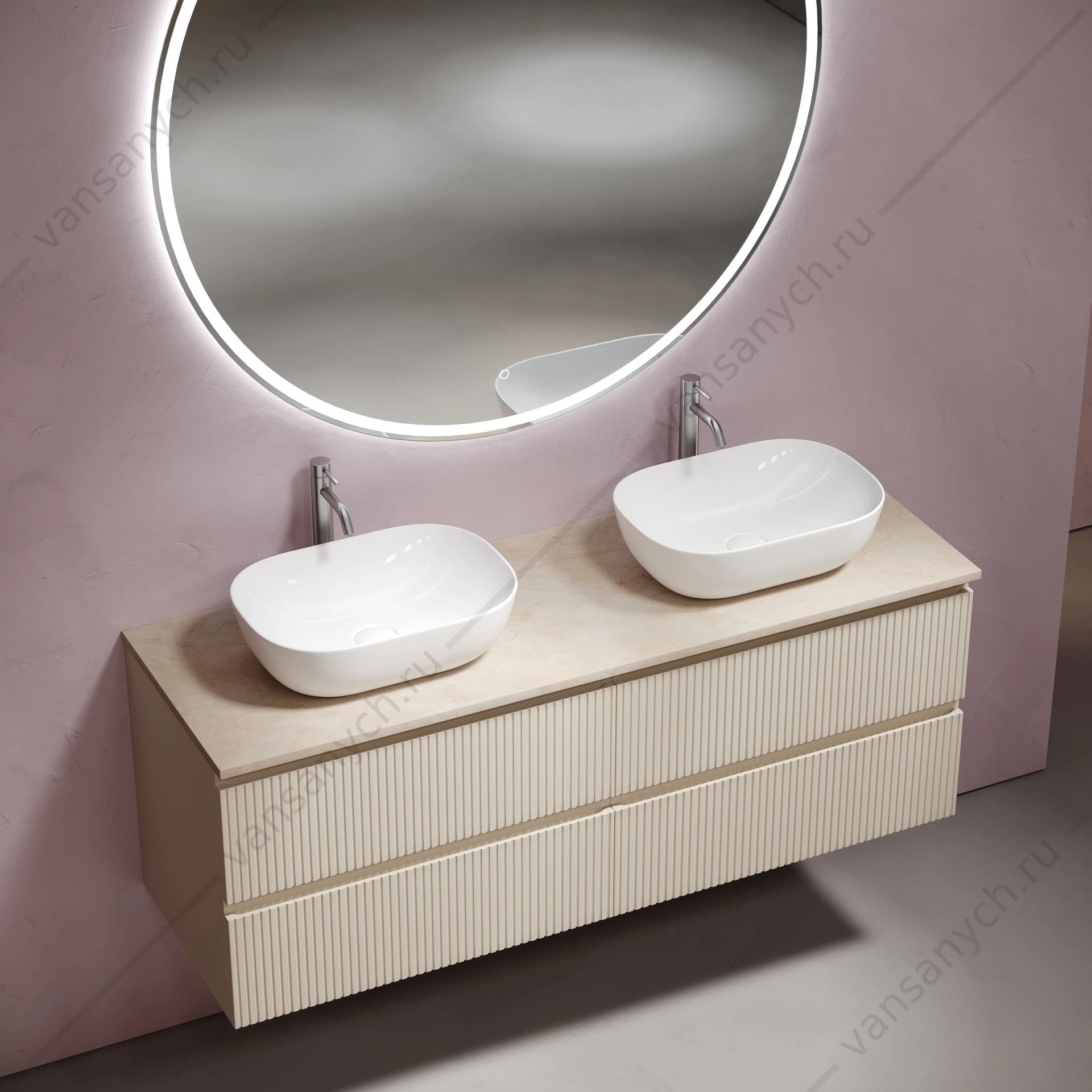 Столешница для тумбы 140 керамогранит SANCOS 140х2, 1 Kreman TT140A2X