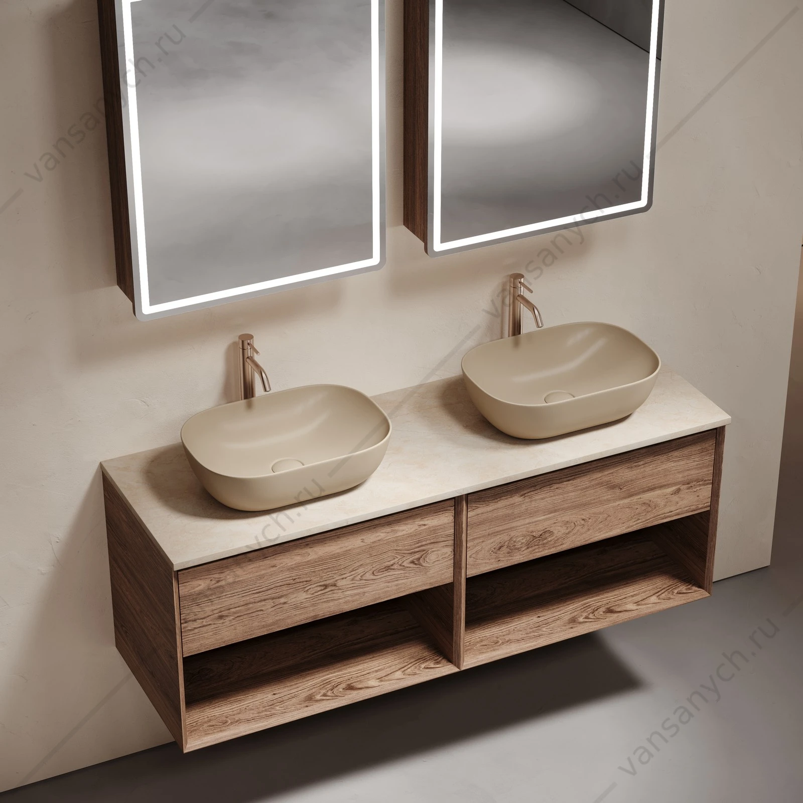 Столешница для тумбы 140 керамогранит SANCOS 140х2, 1 Kreman TT140A2X
