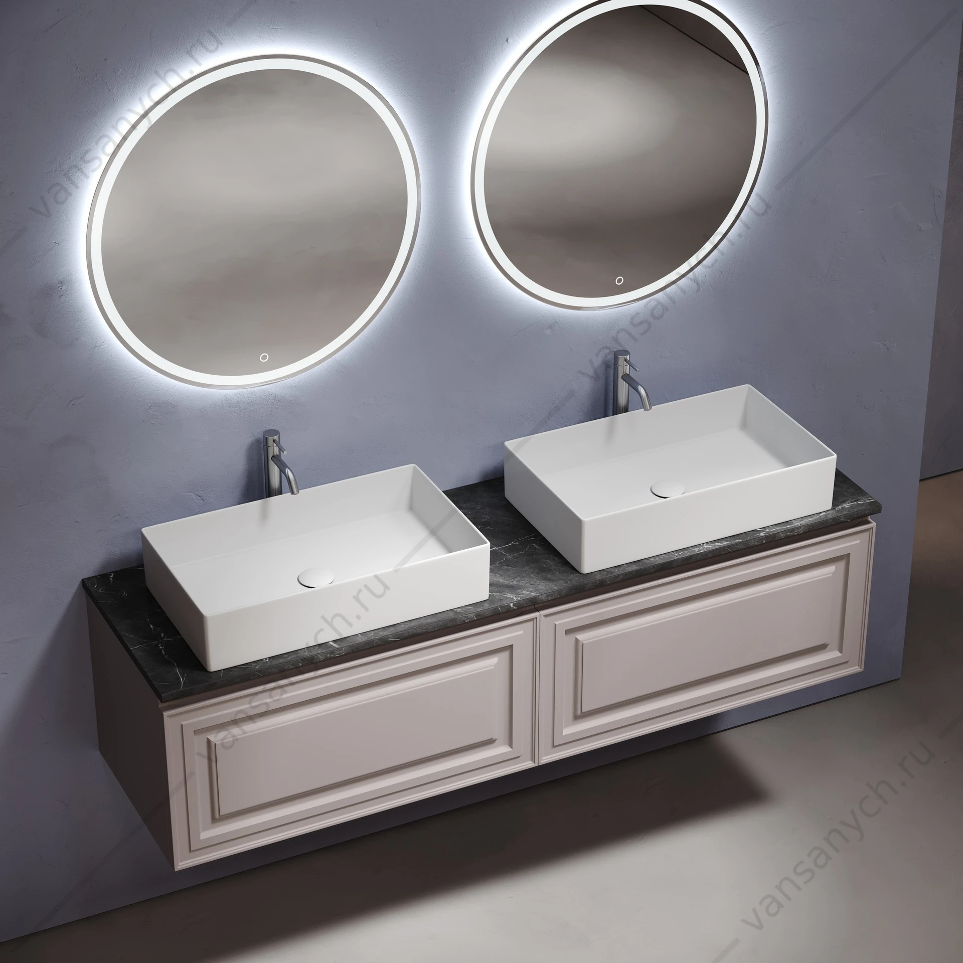 Столешница для тумбы 160 керамогранит SANCOS 160х2, 1 Black Sky TT160A1X