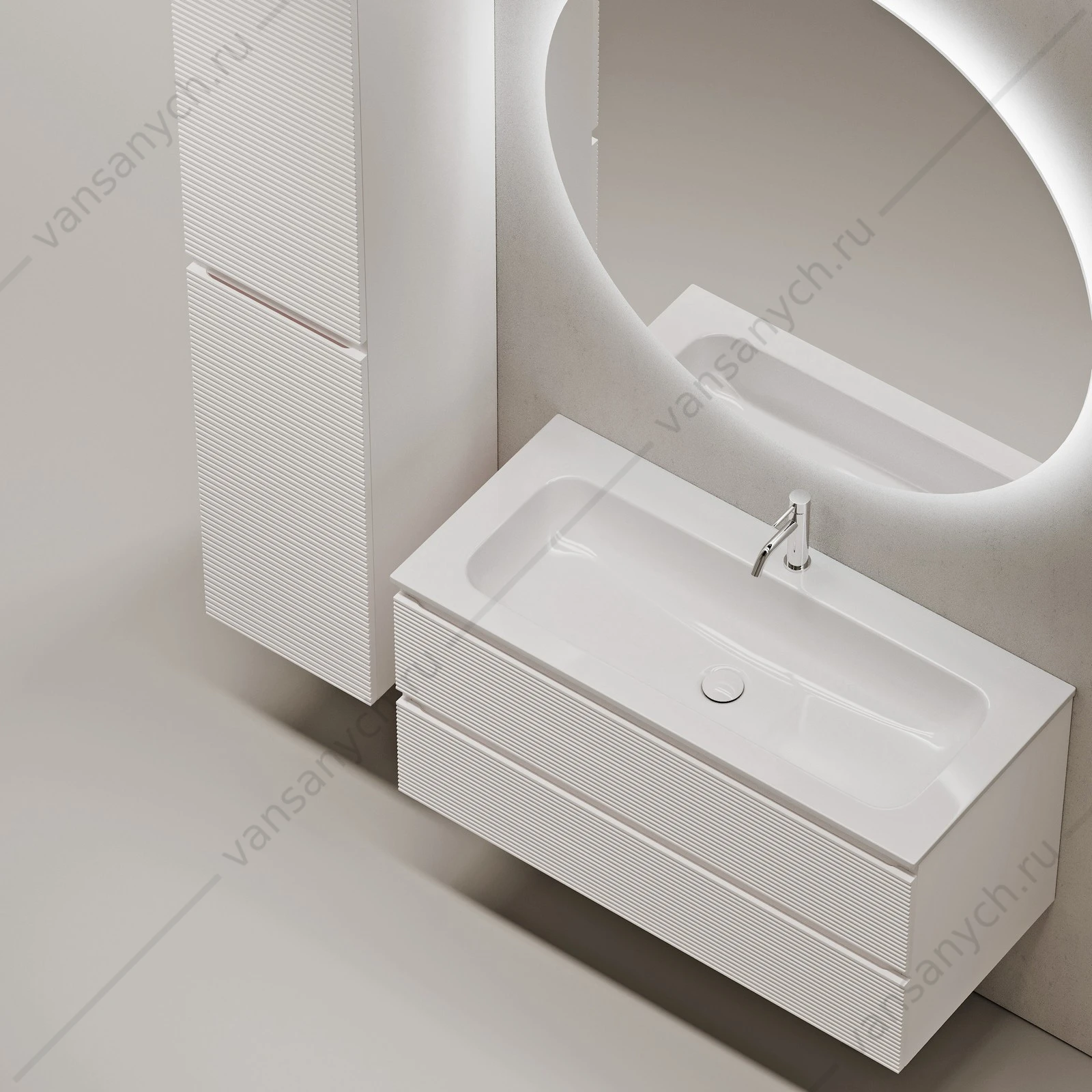 Тумба под раковину 100 подвесная SANCOS FOLK 99,5х50 Bianco FL100W