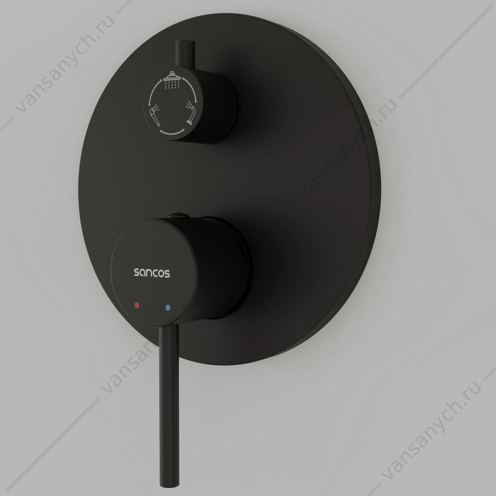 Душевая система для ванной, с изливом Sancos Select SC3004MB встраиваемая в стену черный