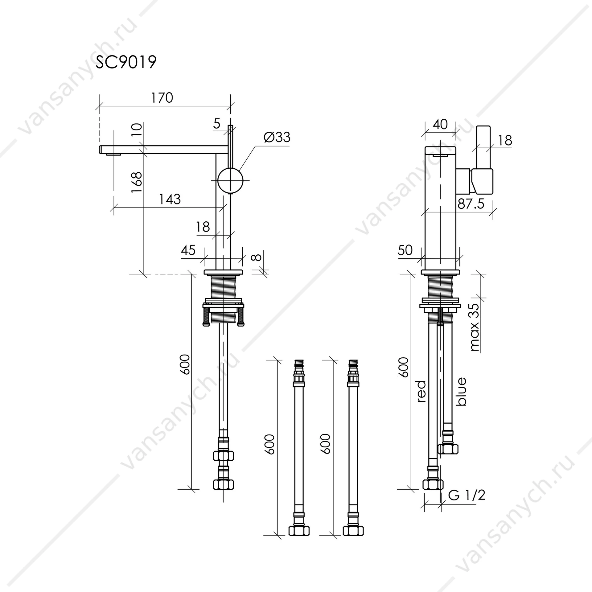 Смеситель Sancos Linn SC9019GG на раковину вороненая сталь