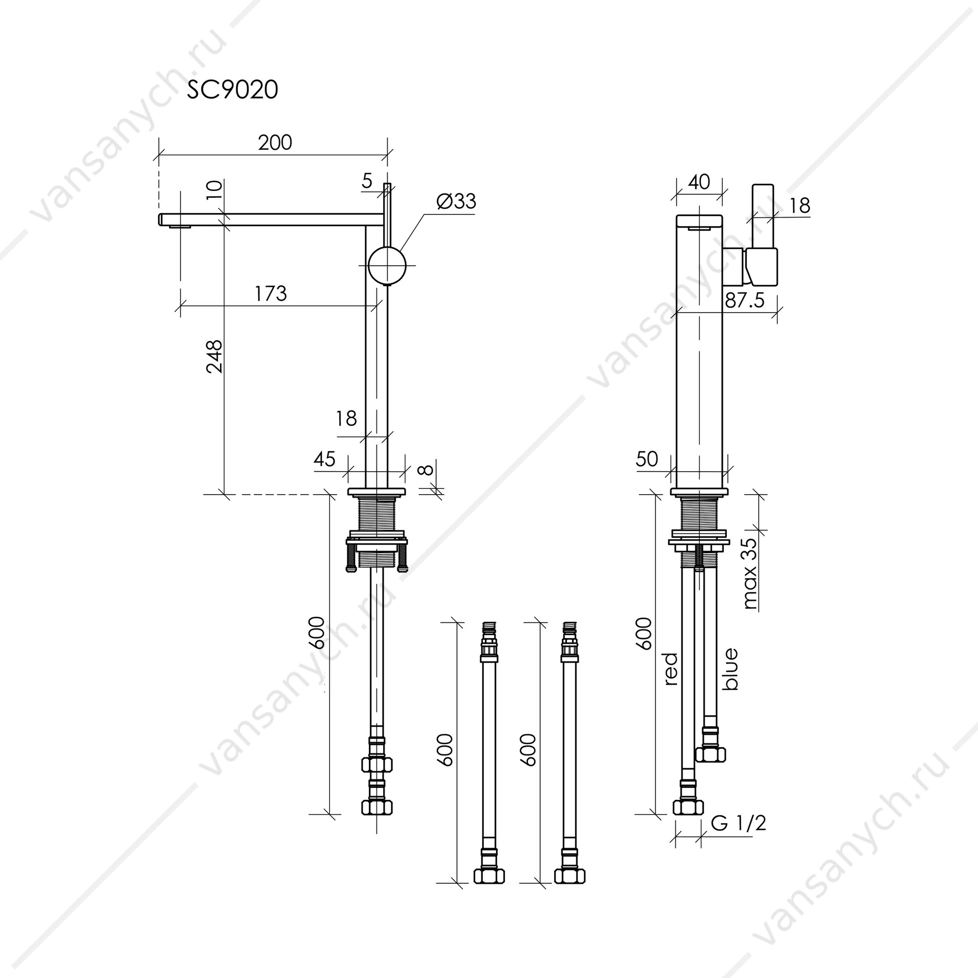 Смеситель Sancos Linn SC9020MB на раковину черный