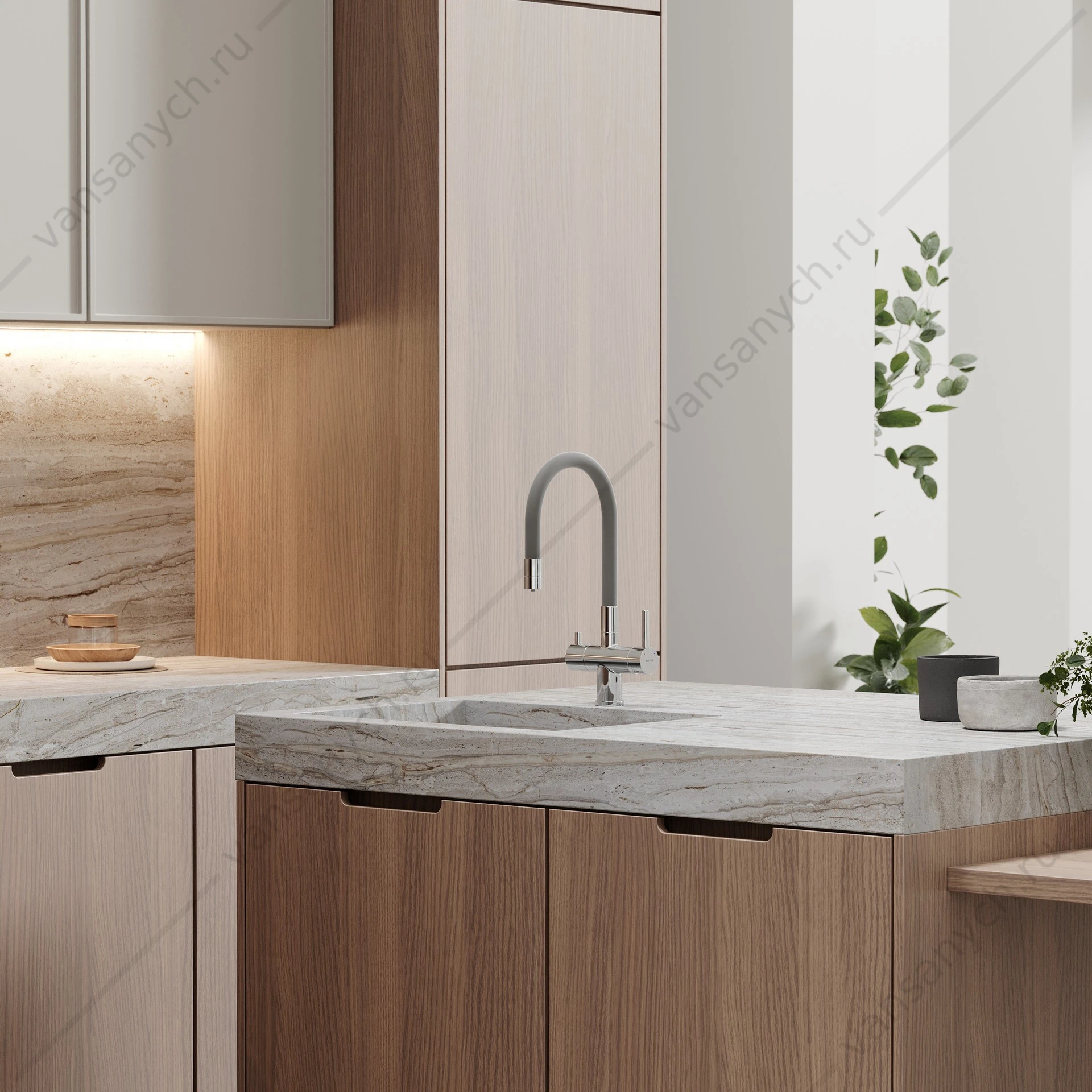 Смеситель с гибким изливом, под фильтр питьевой воды Sancos Lucia SC4004CH хром/серый