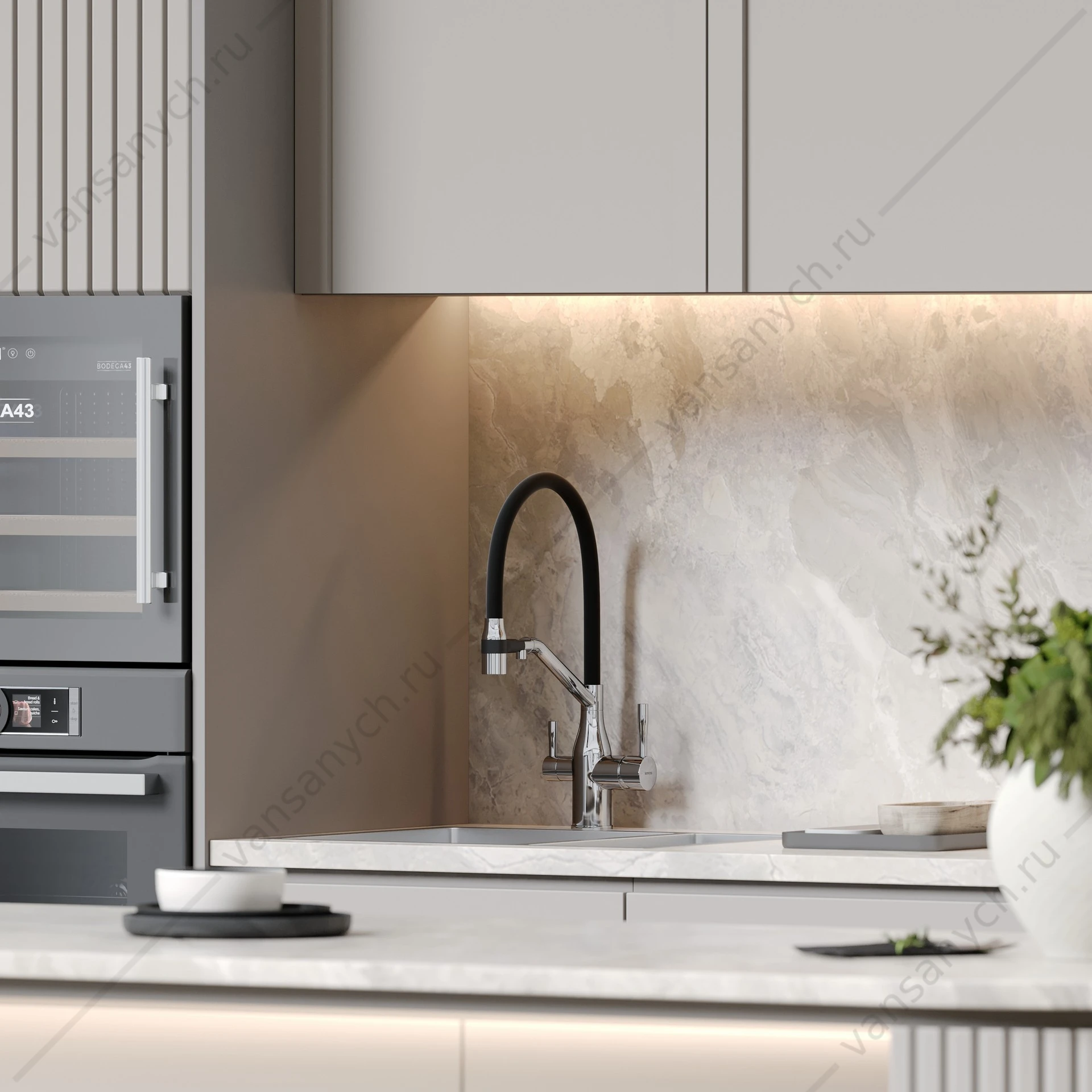 Смеситель с гибким изливом, под фильтр питьевой воды Sancos Orta SC4008CH хром/черный