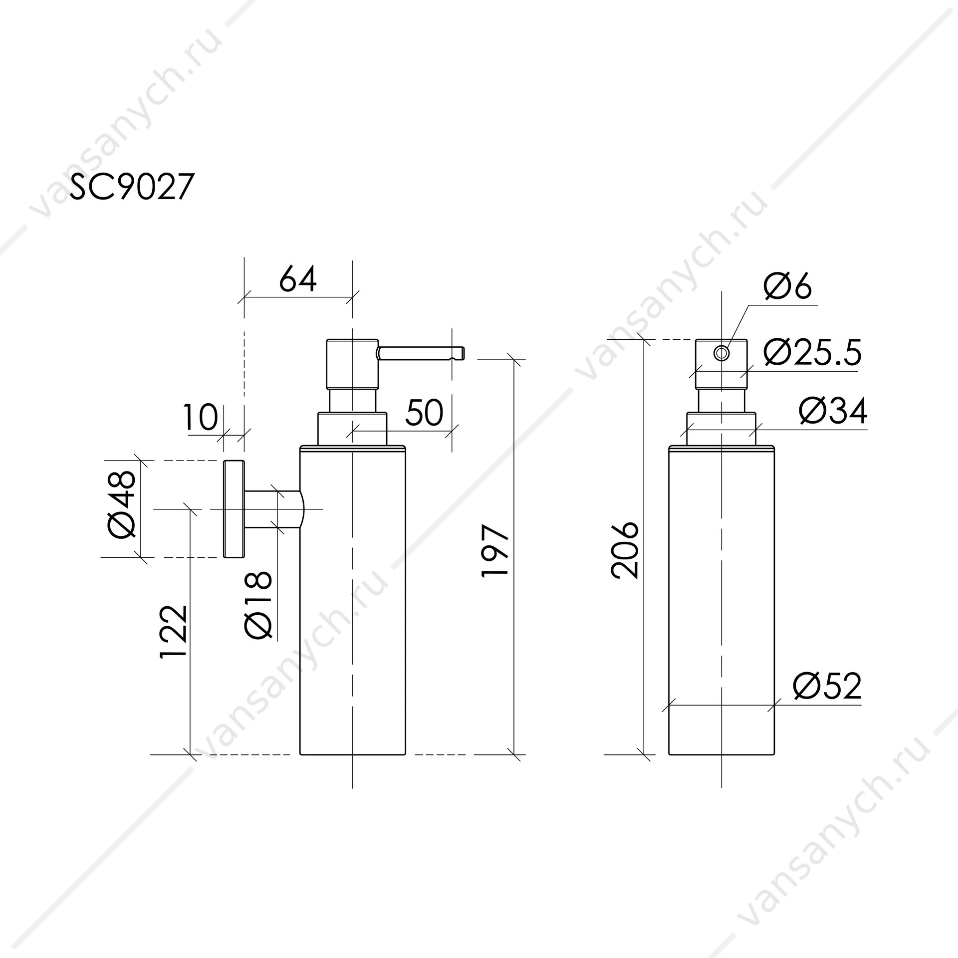Дозатор Sancos Base SC9027CH, хром, настенный