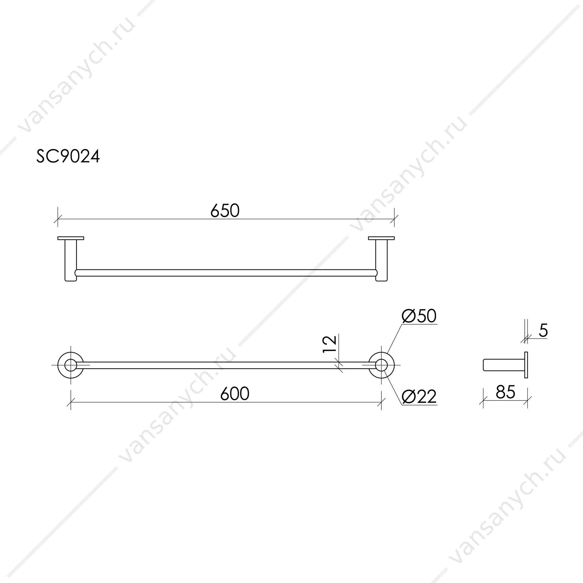 Полотенцедержатель Sancos Base SC9024MB, черный, настенный