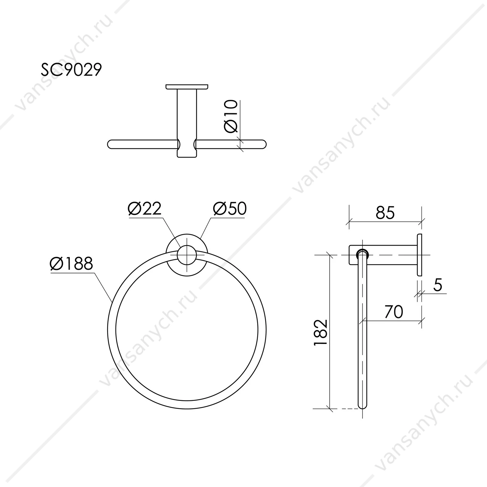 Полотенцедержатель Sancos Base SC9029CH, хром, настенный