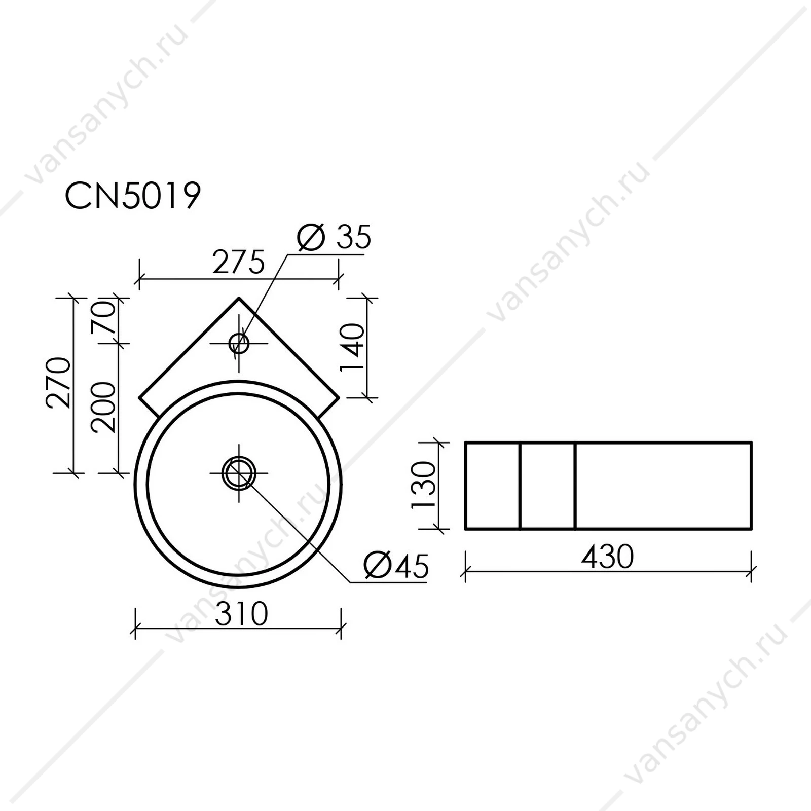 Раковина 31см угловая Ceramica Nova ELEMENT CN5019 подвесная белый
