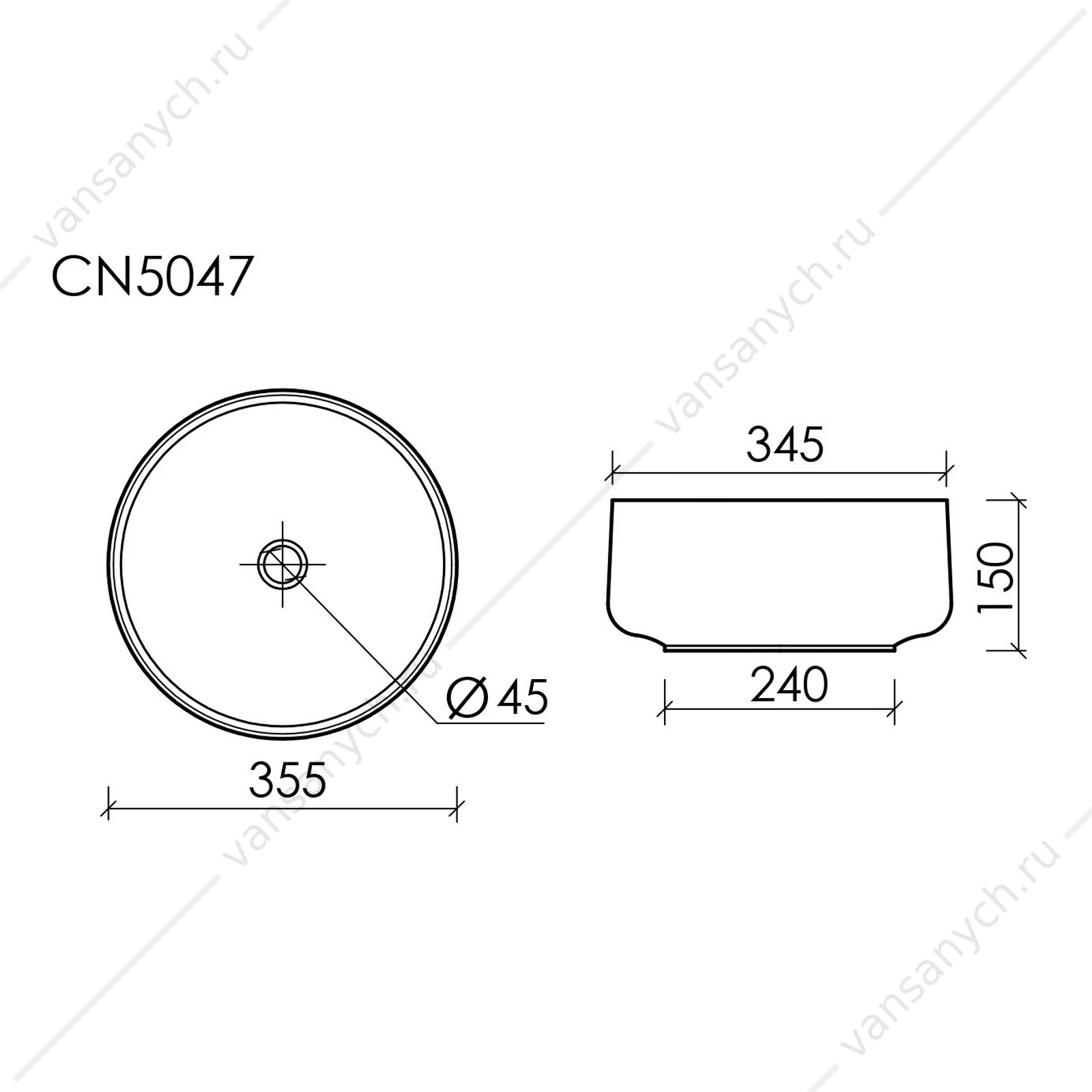 Раковина 36см Ceramica Nova ELEMENT CN5047 накладная белый