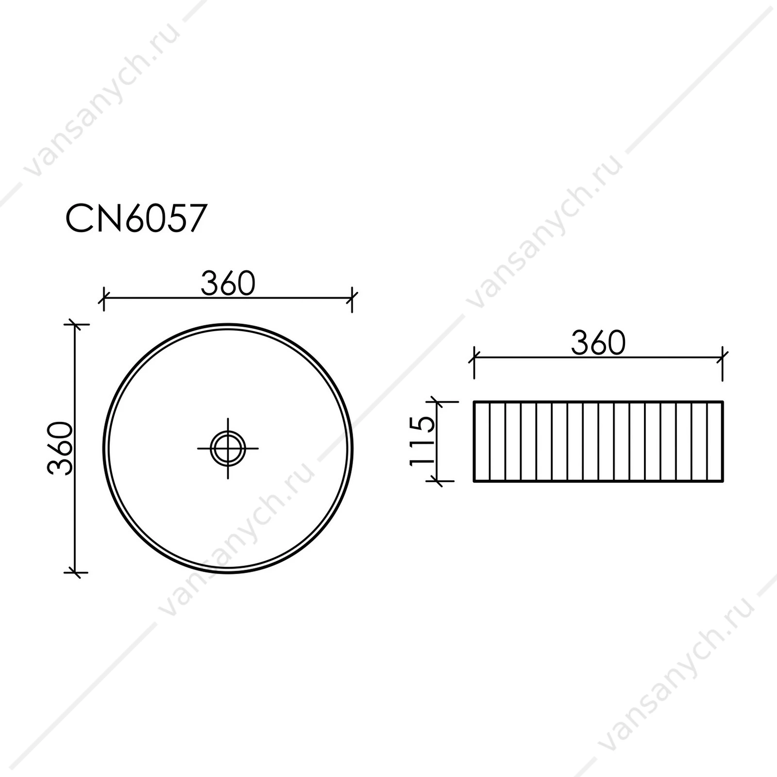 Раковина 36см Ceramica Nova ELEMENT CN6057MDB накладная темно-коричневый матовый