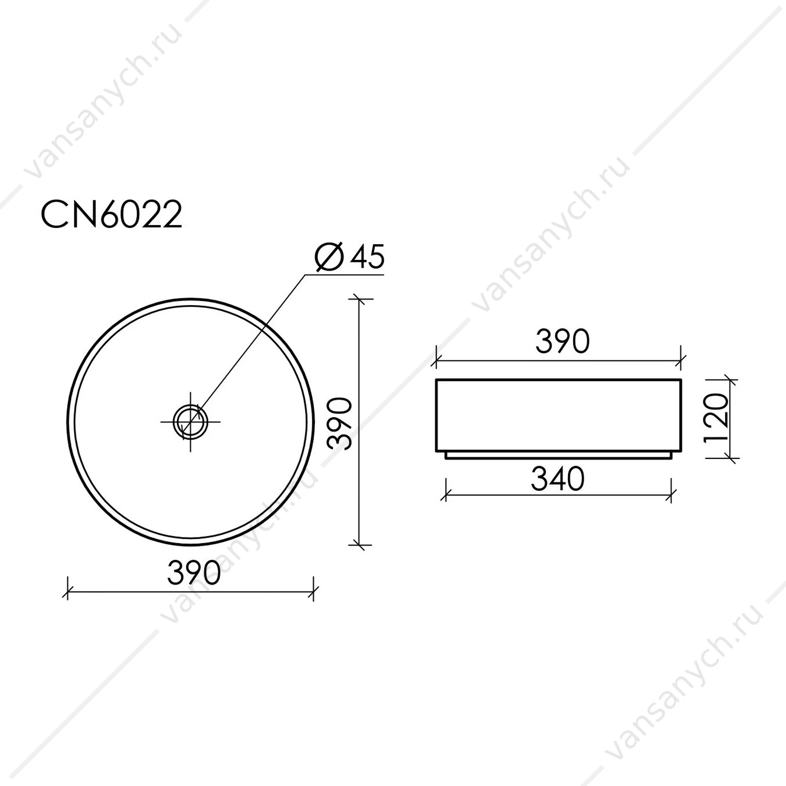 Раковина 39см Ceramica Nova ELEMENT CN6022MDH накладная темный антрацит матовый
